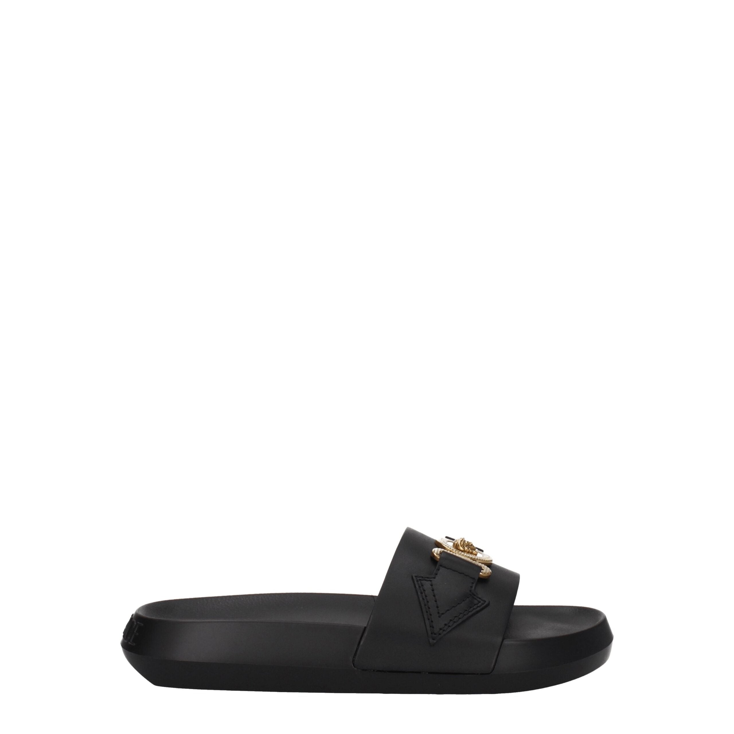 Versace Schwarze Leder-Slipper
