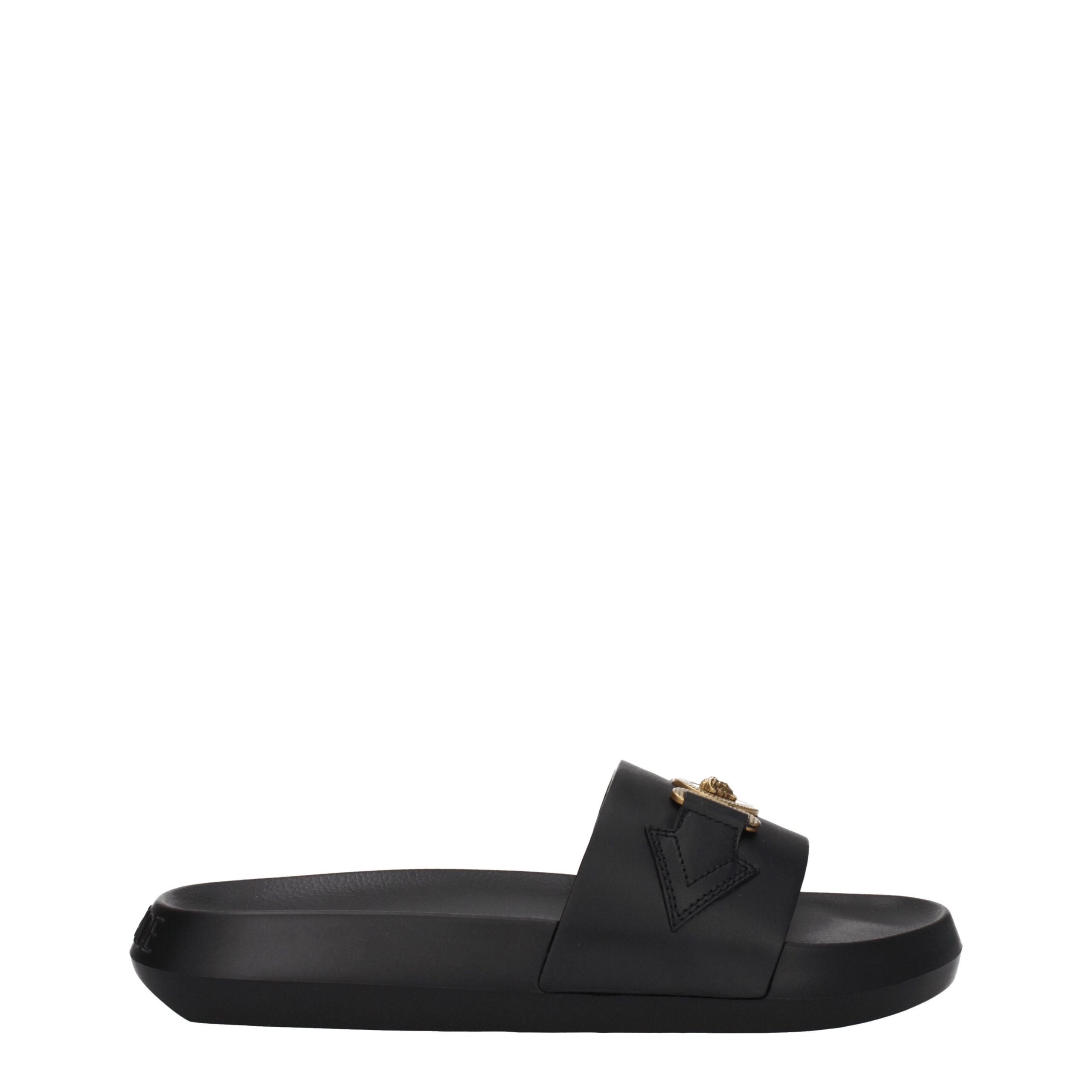 Versace Schwarze Leder-Slipper