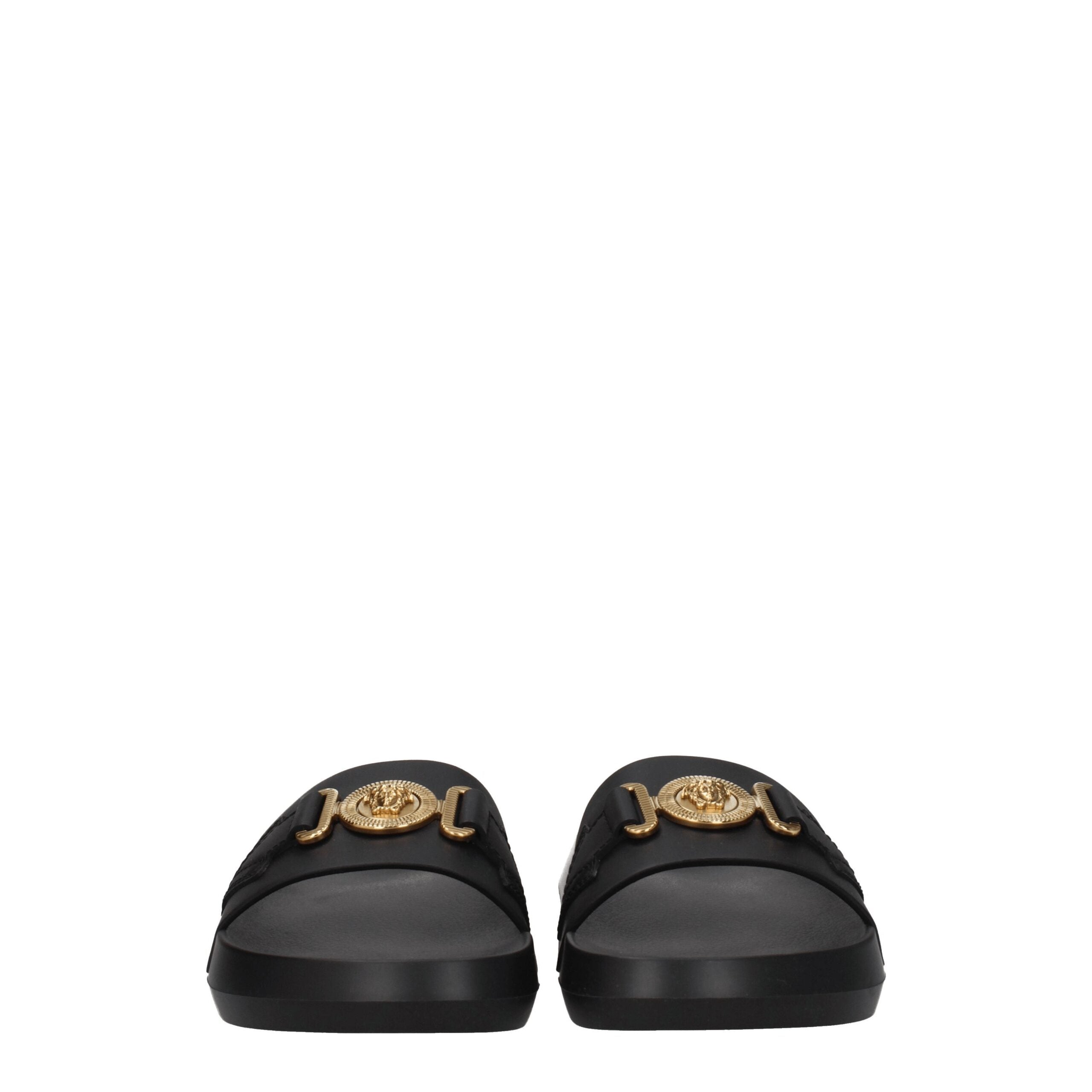 Versace Schwarze Leder-Slipper
