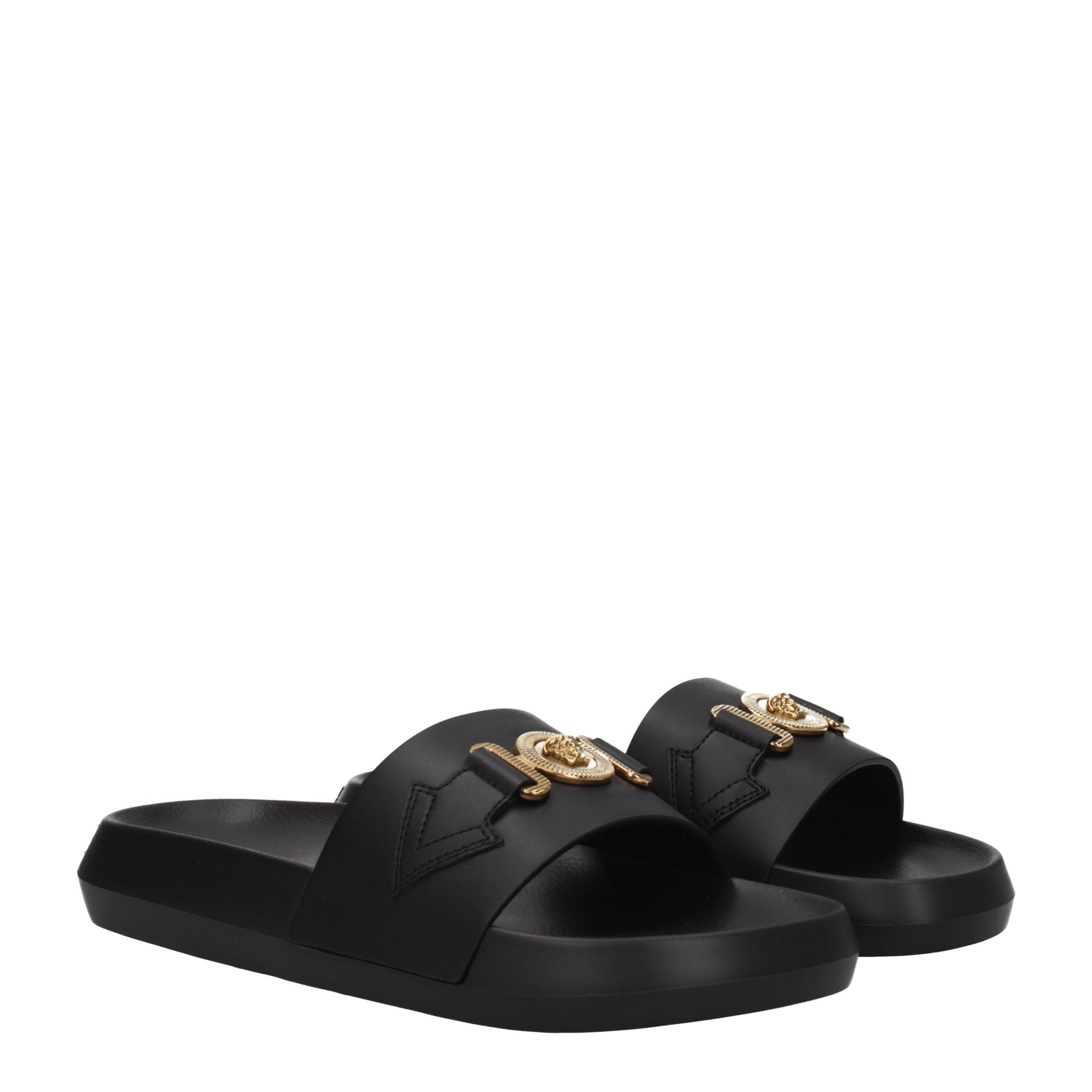 Versace Schwarze Leder-Slipper