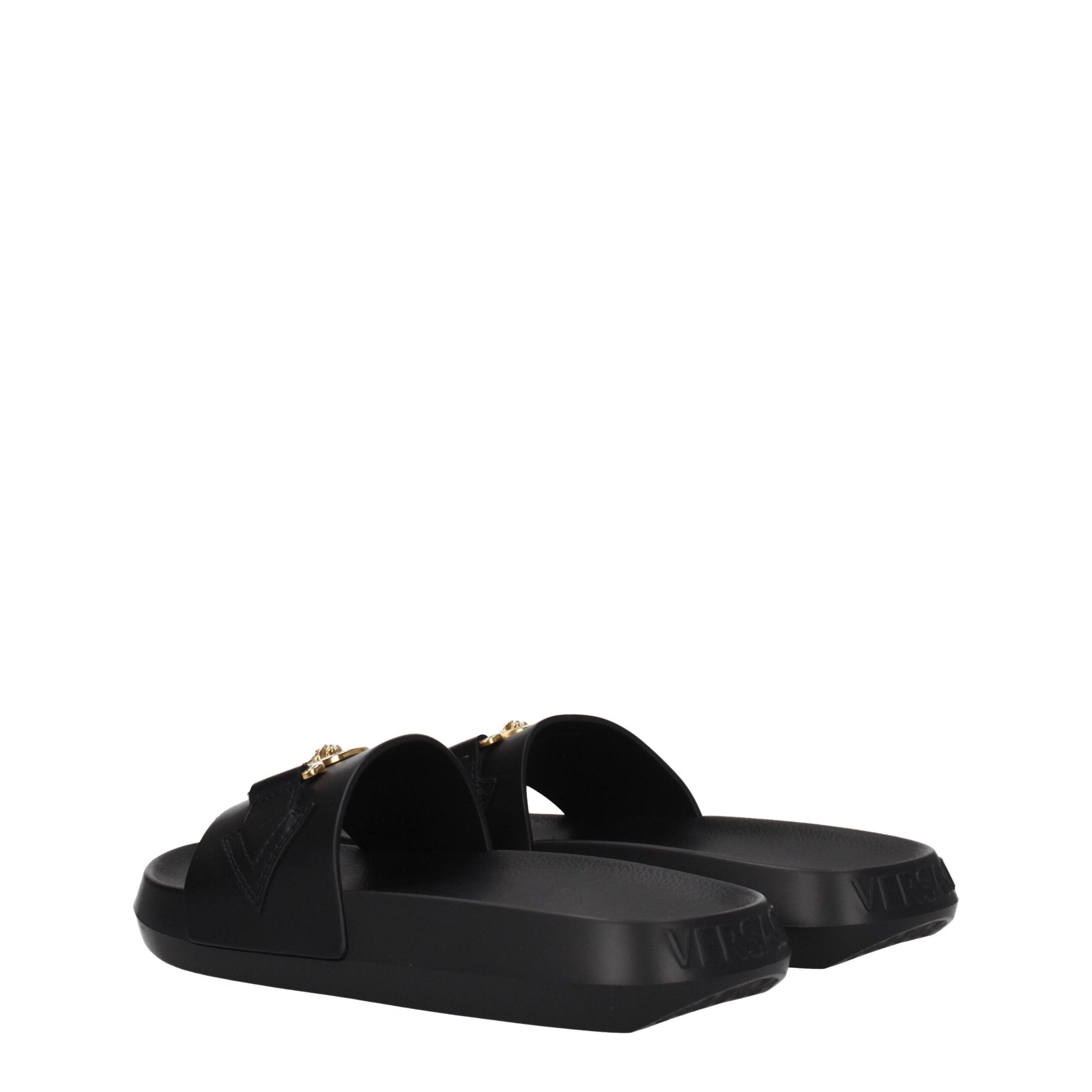 Versace Schwarze Leder-Slipper