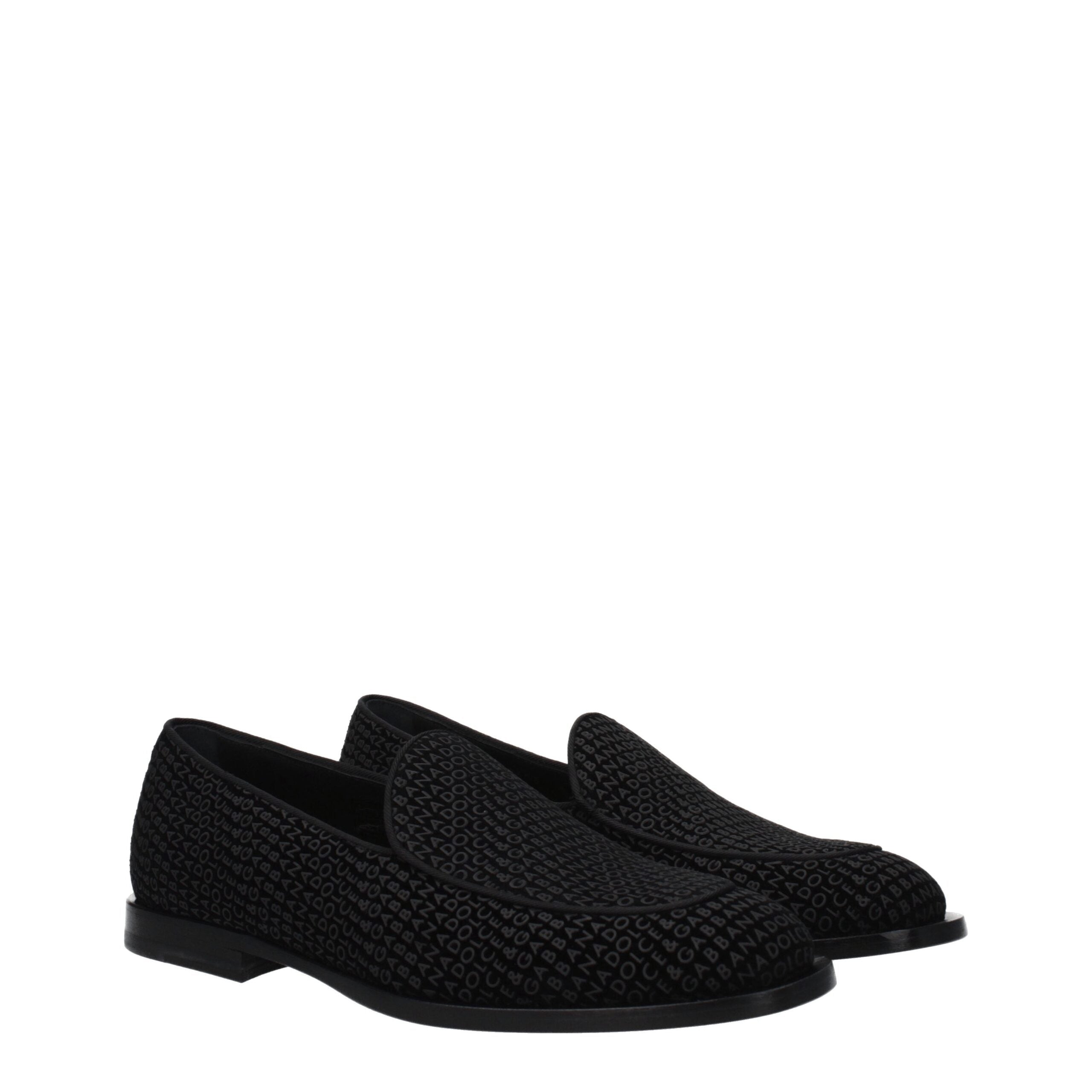 Dolce & Gabbana Schwarze Samt-Loafer zum Hineinschlüpfen