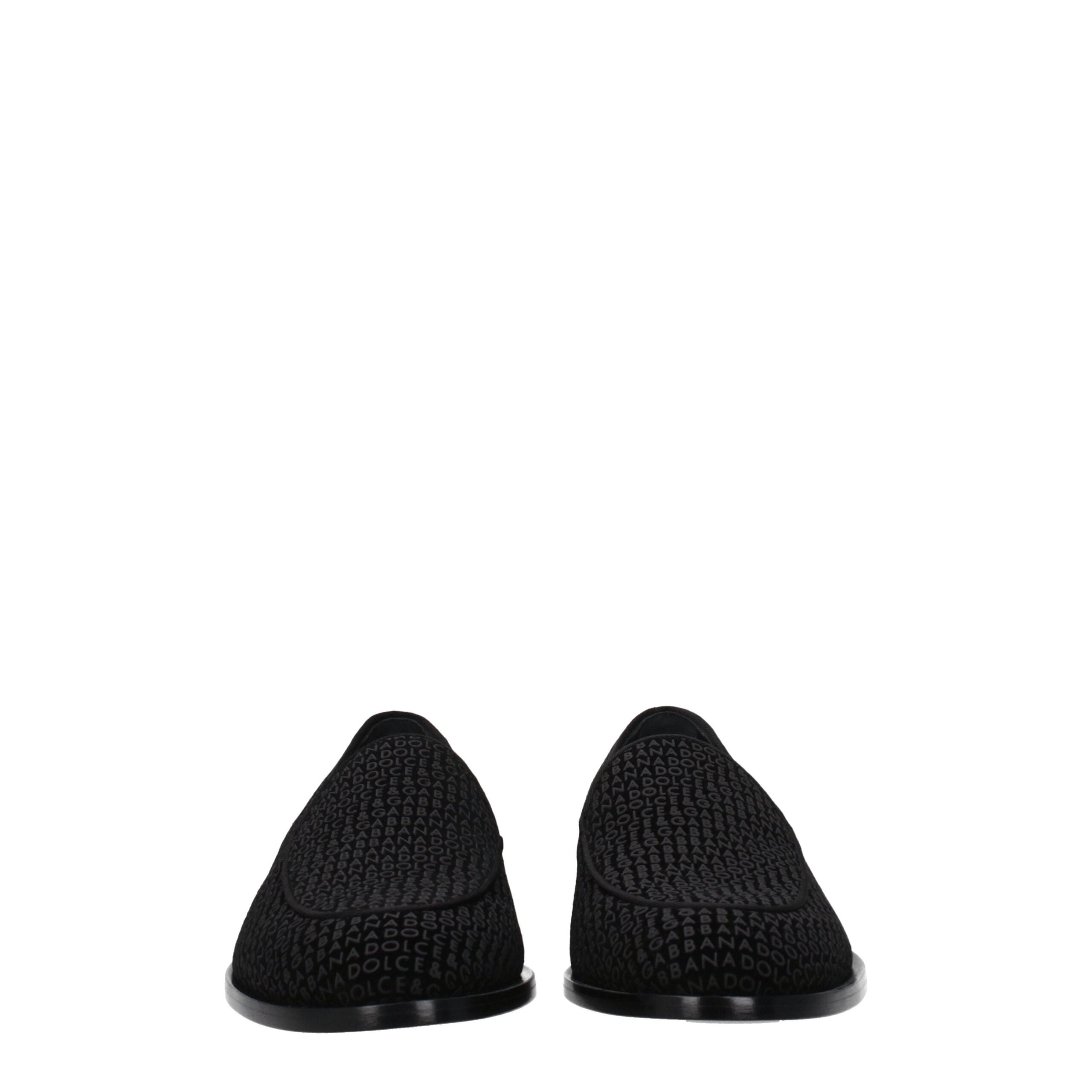 Dolce & Gabbana Schwarze Samt-Loafer zum Hineinschlüpfen