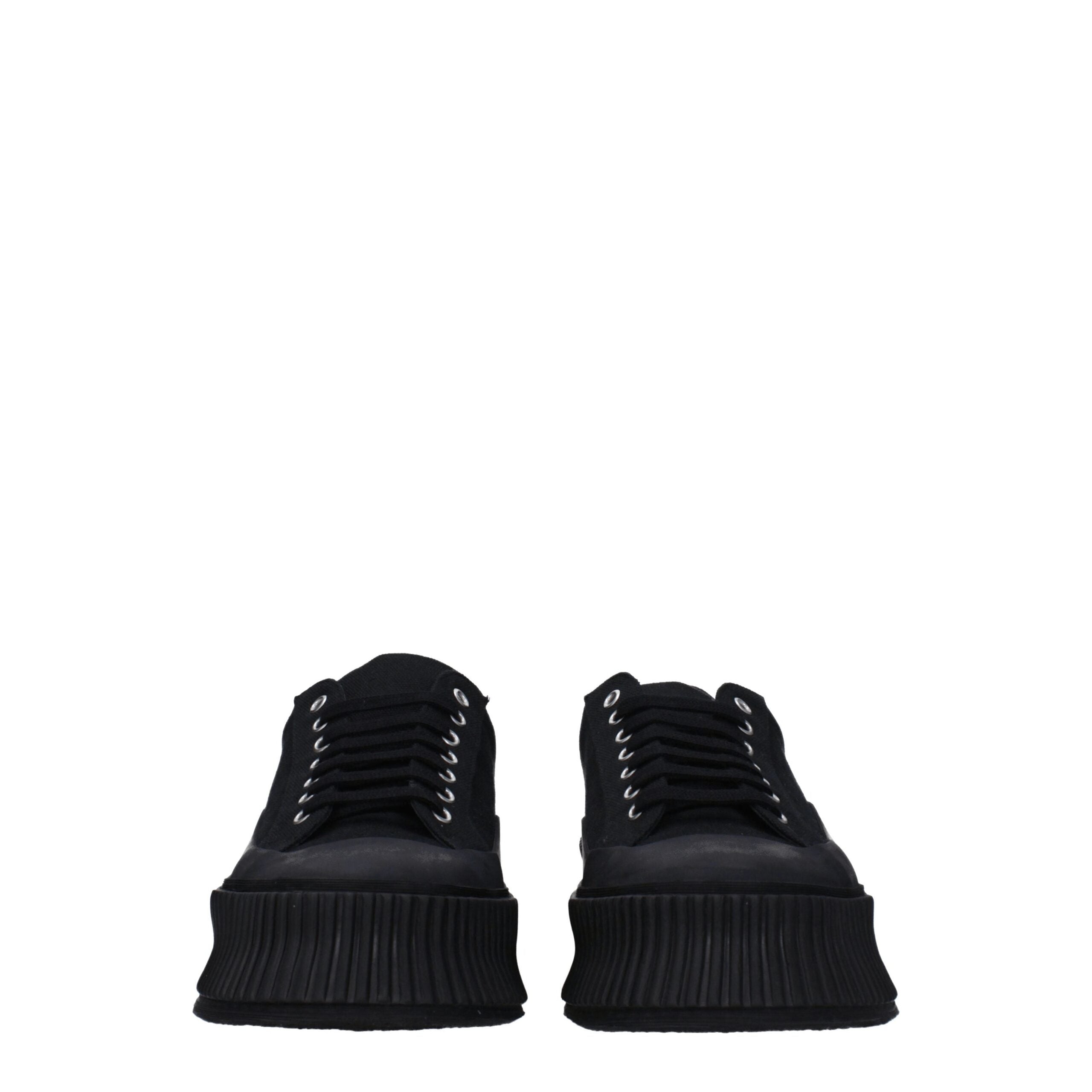 Jil Sander Schwarze Plateau-Sneaker aus Stoff
