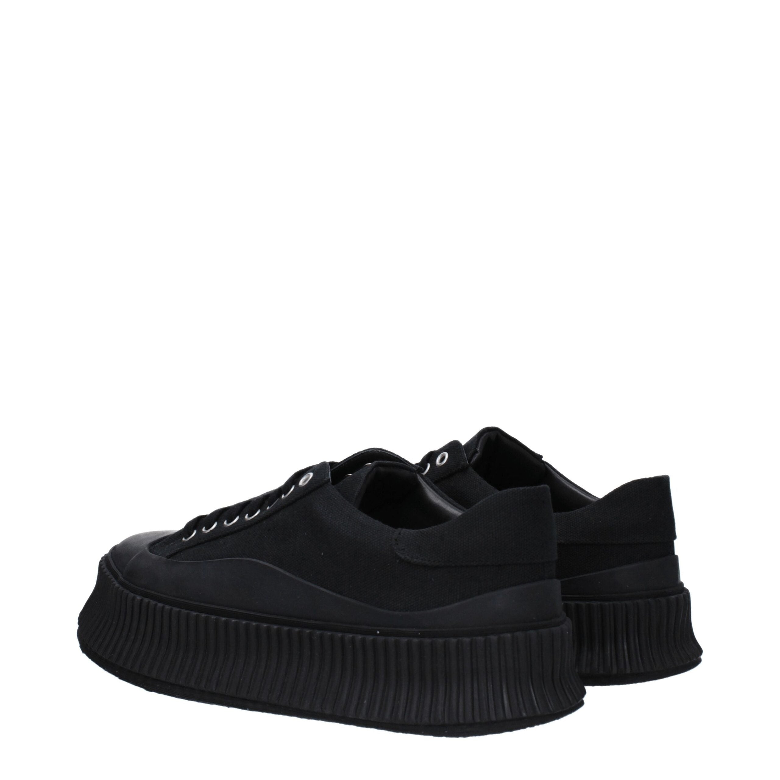 Jil Sander Schwarze Plateau-Sneaker aus Stoff