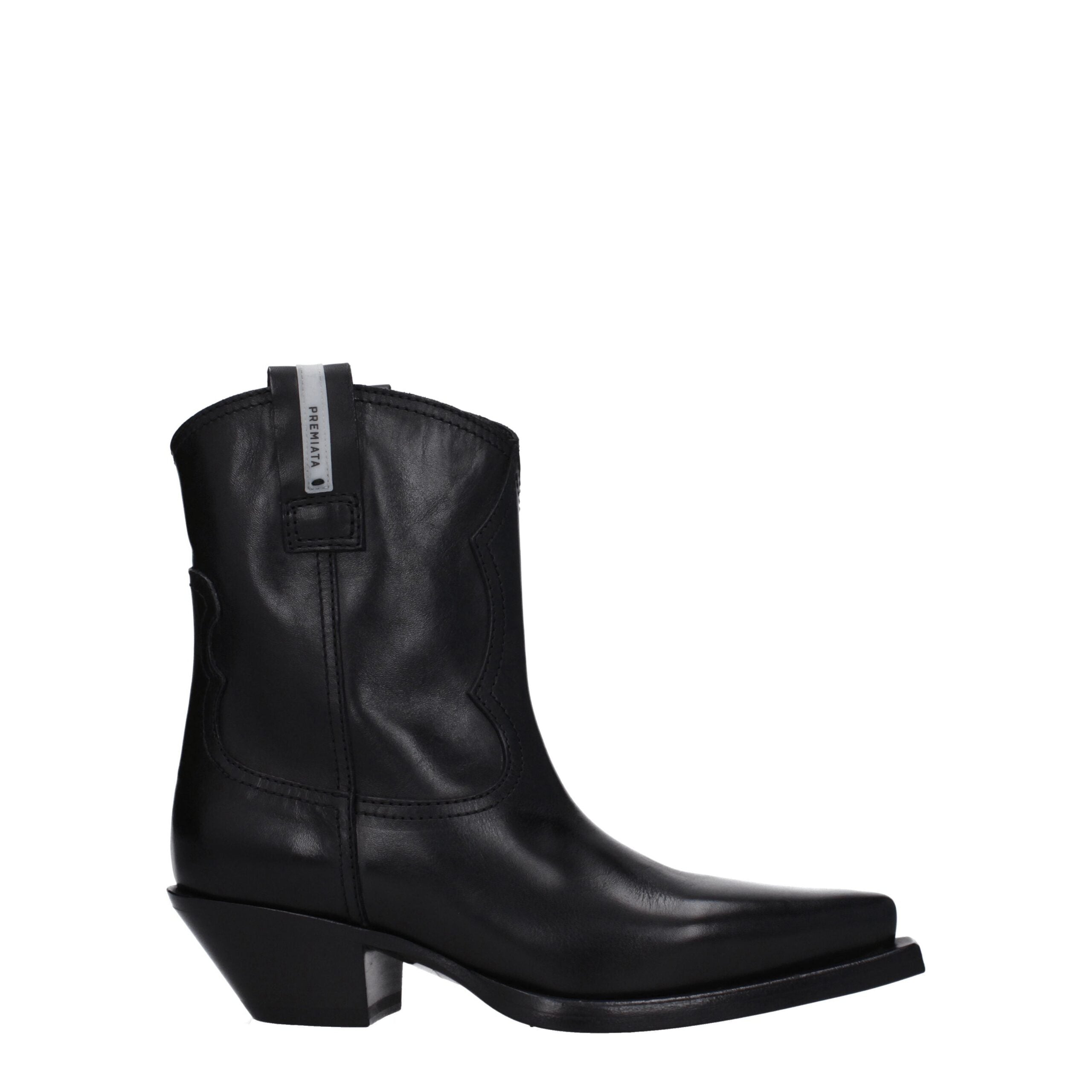 Premiata Schwarze Leder-Stiefeletten