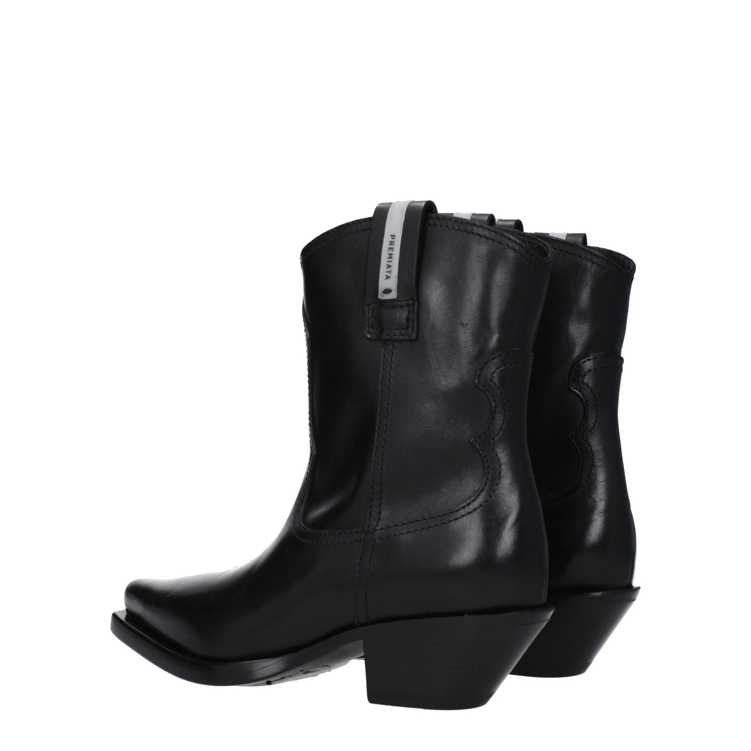 Premiata Schwarze Leder-Stiefeletten