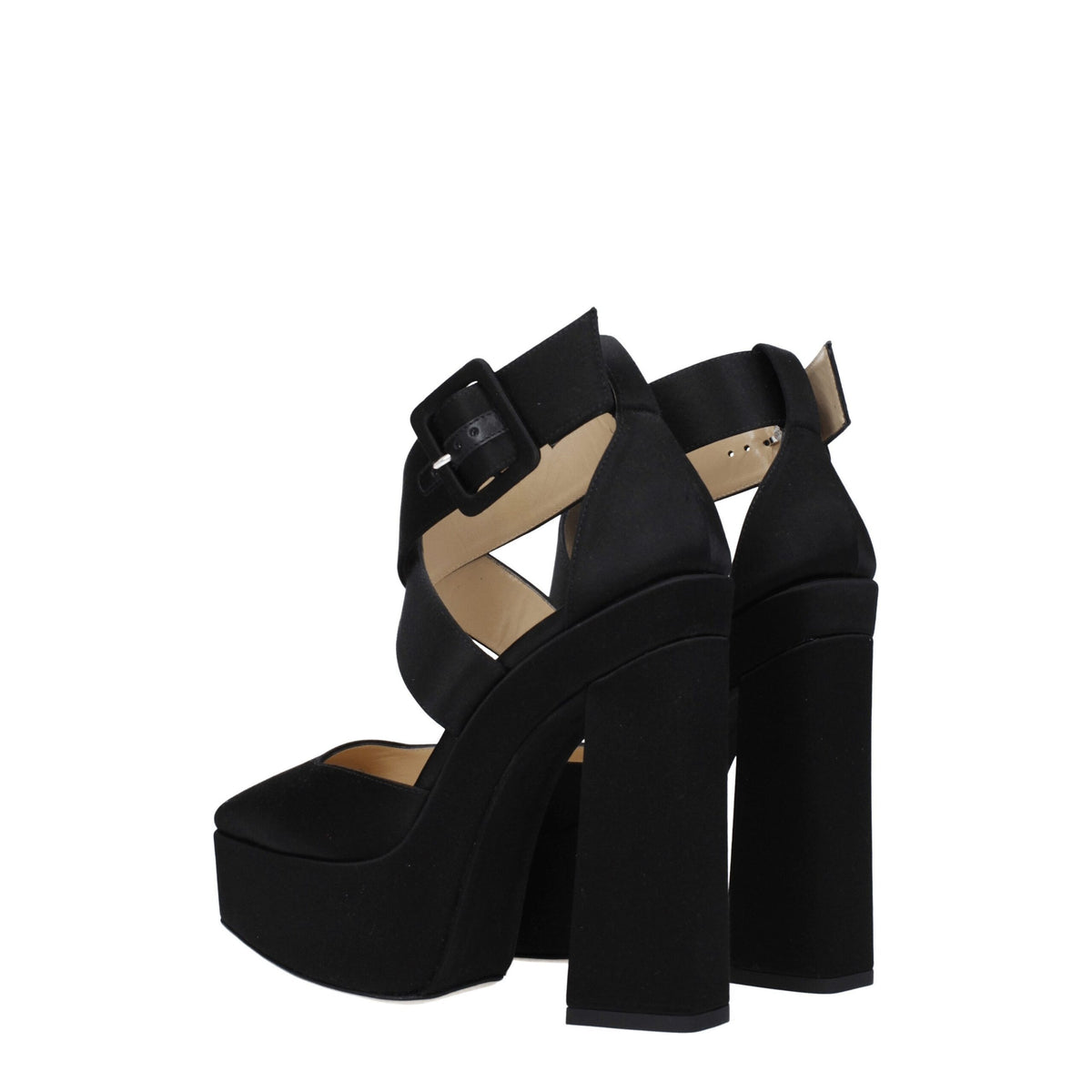 Jimmy Choo Schwarze Satin-Plateau-Sandalen