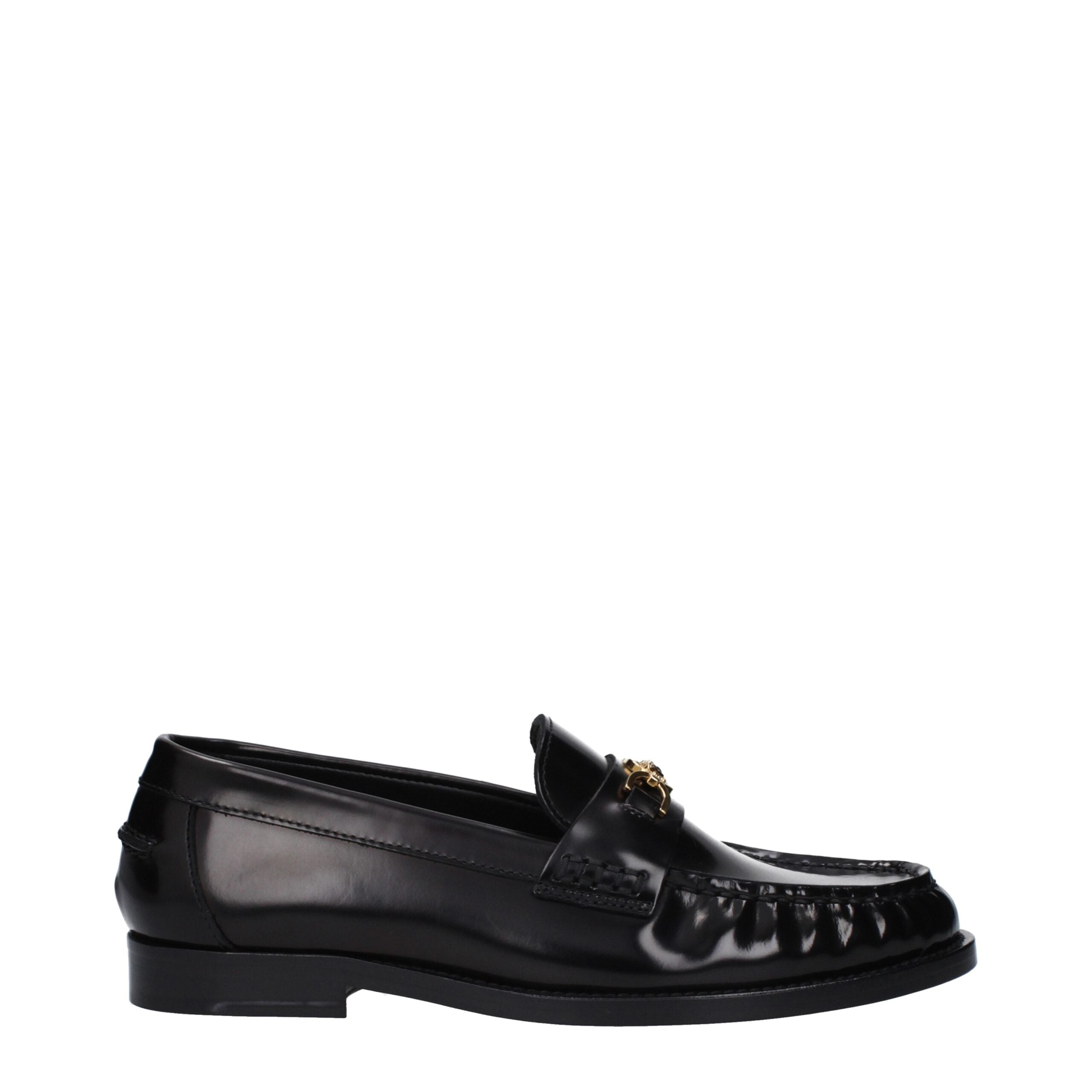 Versace Schwarze Leder Loafer zum Hineinschlüpfen