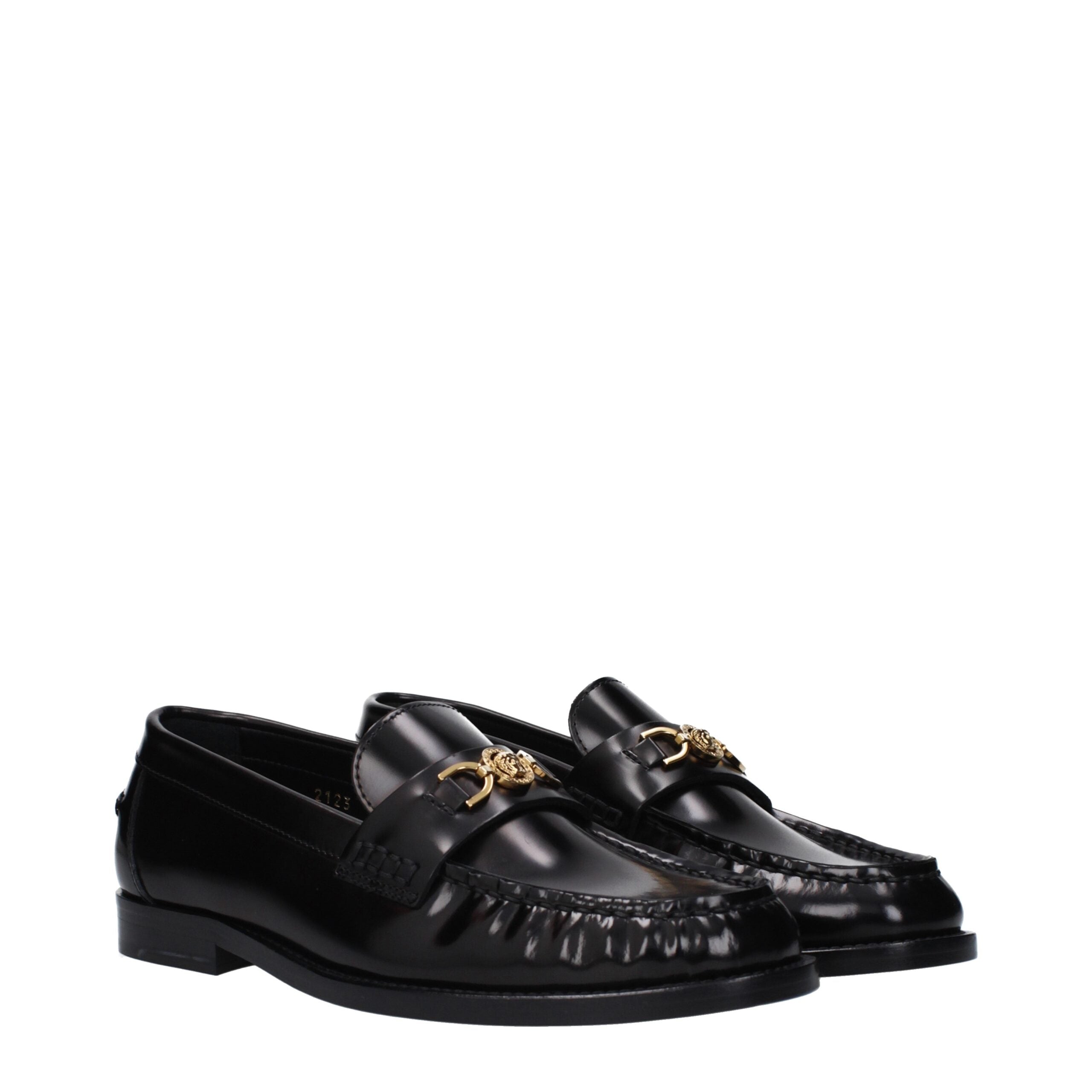 Versace Schwarze Leder Loafer zum Hineinschlüpfen
