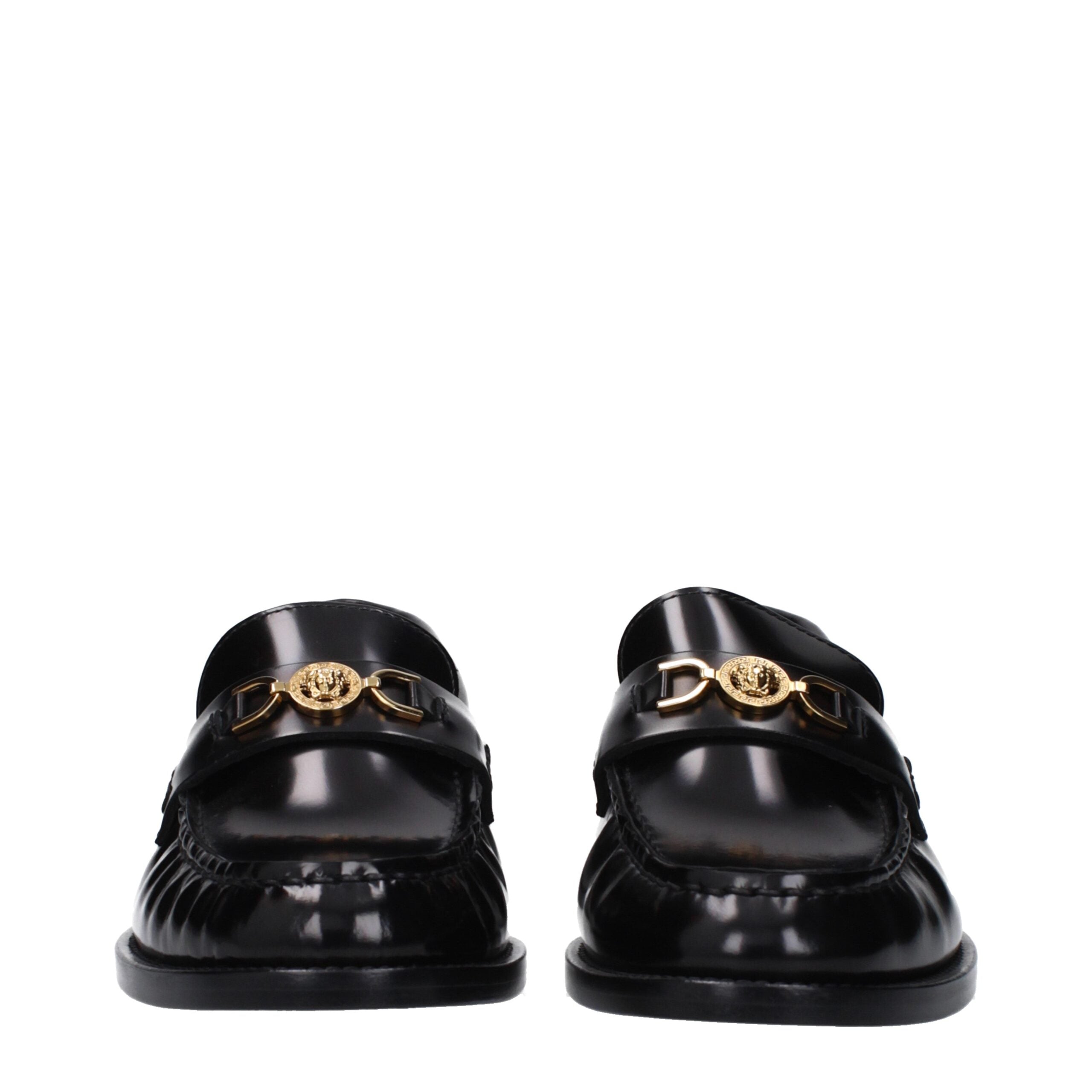 Versace Schwarze Leder Loafer zum Hineinschlüpfen