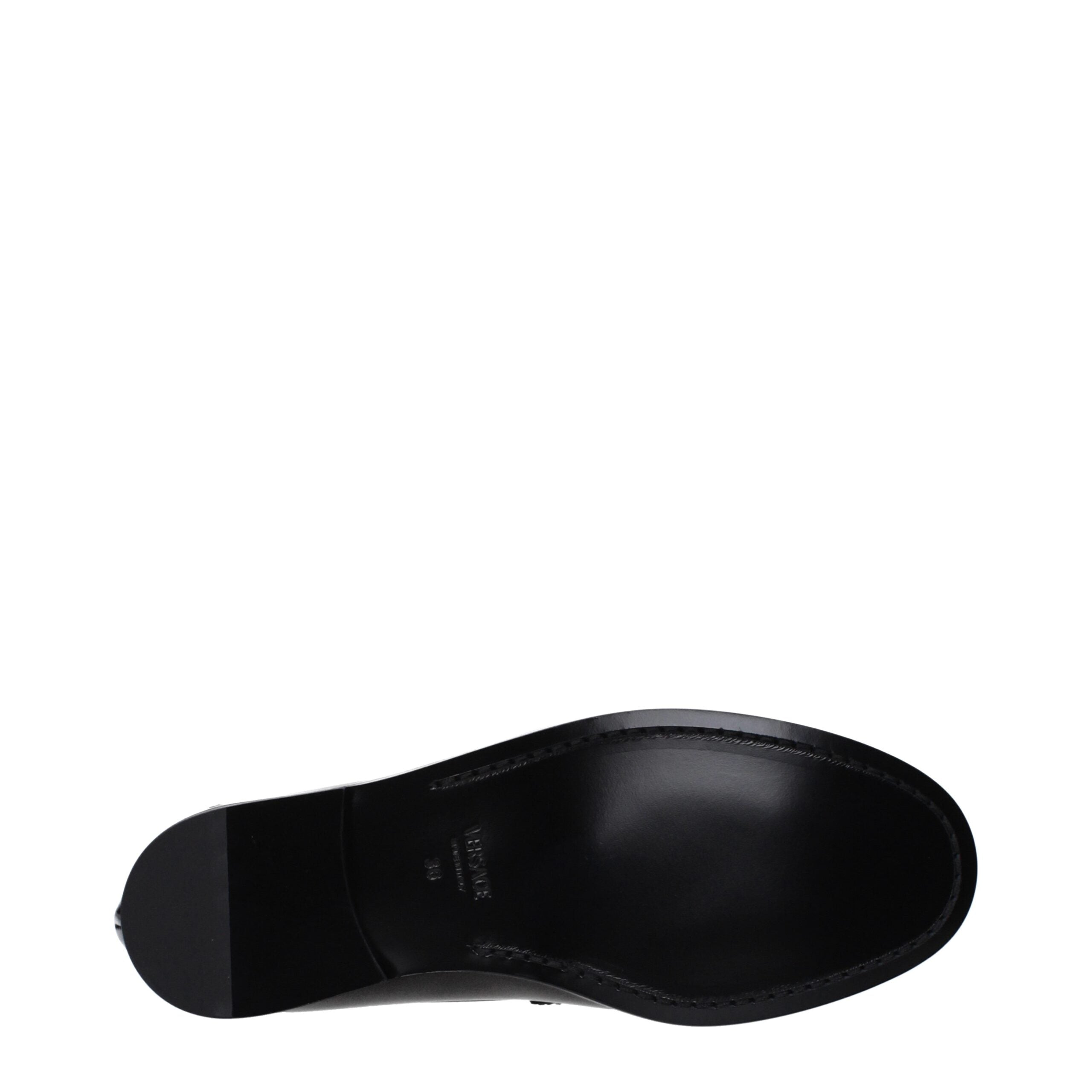 Versace Schwarze Leder Loafer zum Hineinschlüpfen