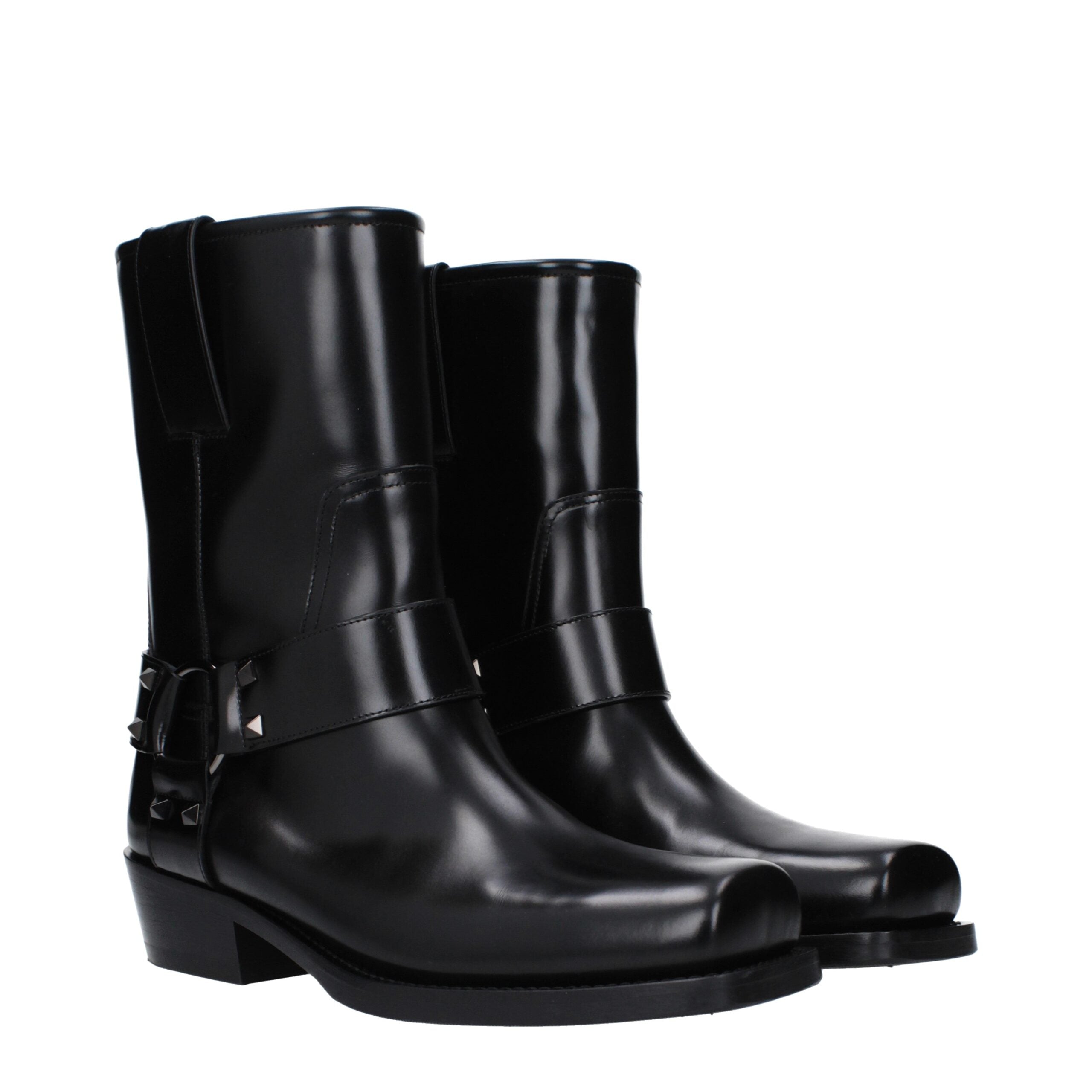 Valentino Garavani Schwarze Leder-Stiefeletten