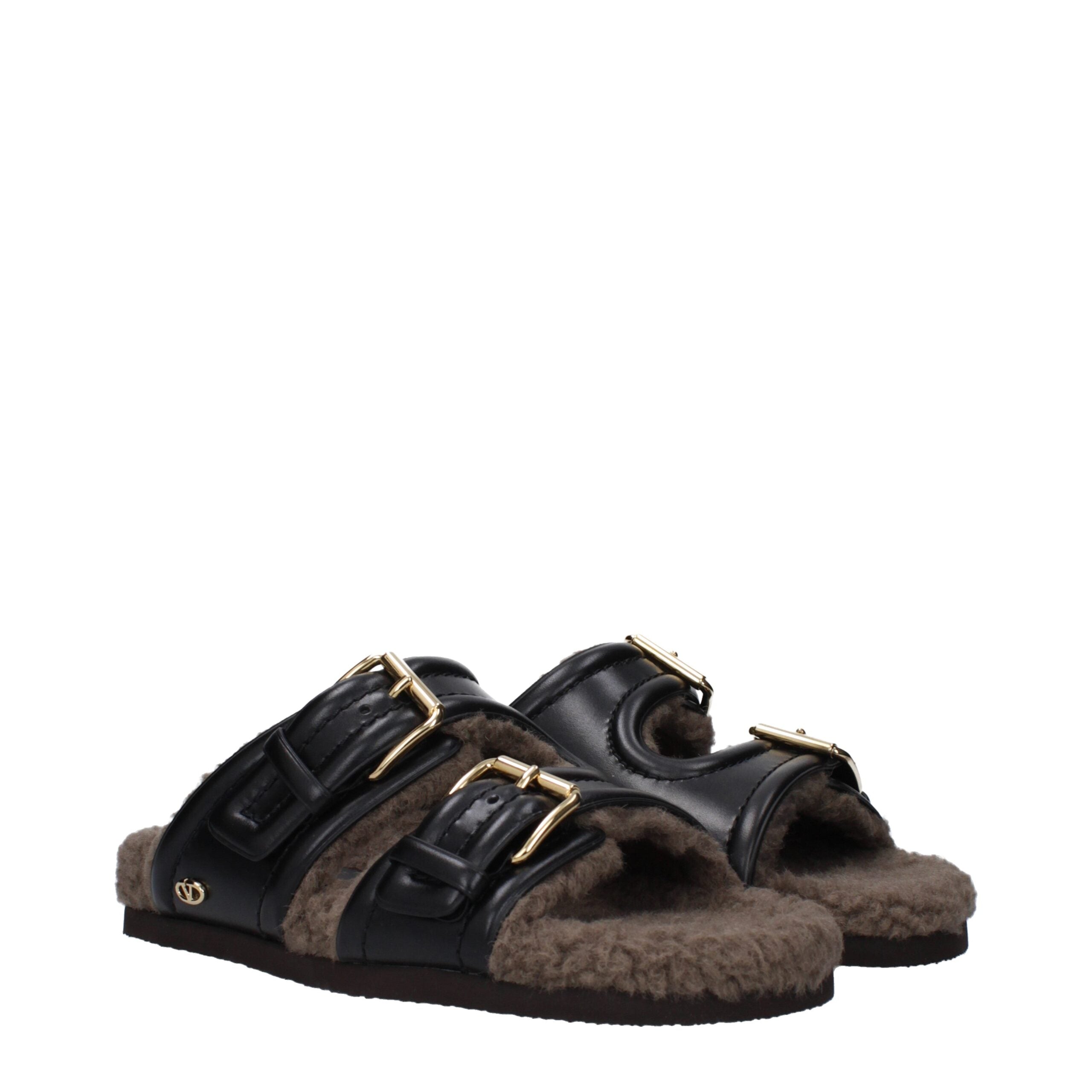 Valentino Garavani Schwarze Leder-Slipper
