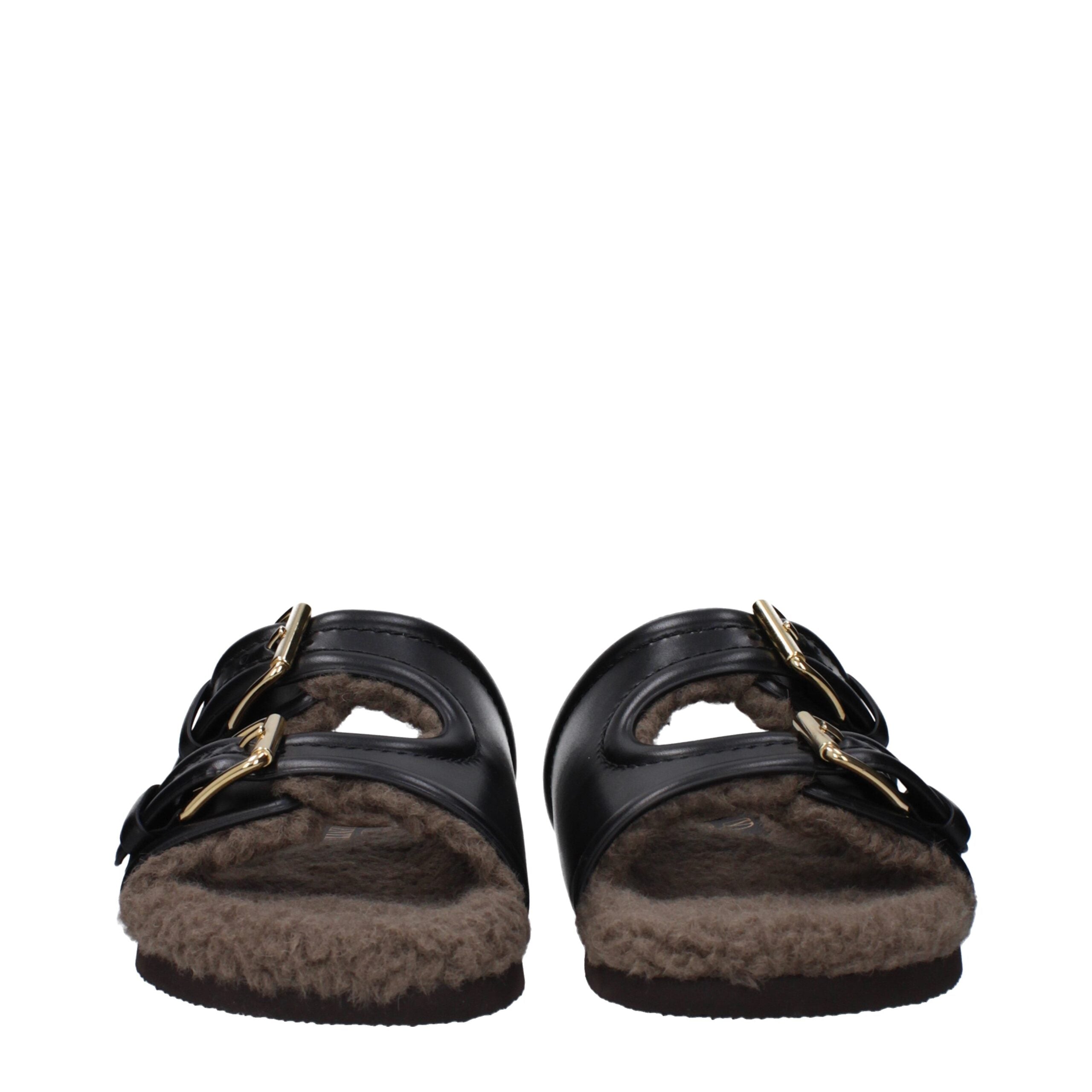 Valentino Garavani Schwarze Leder-Slipper