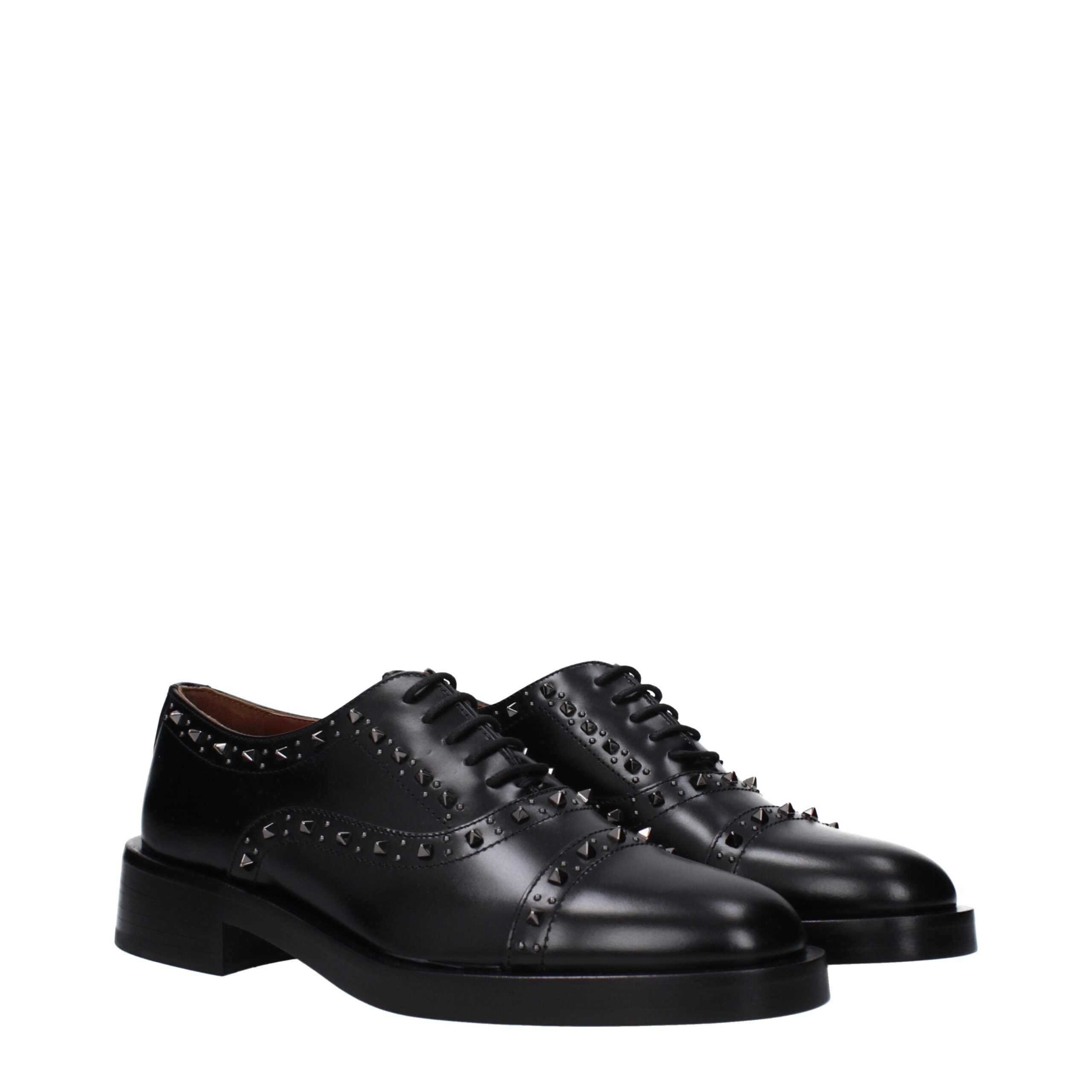 Valentino Garavani Schwarze Oxford- und Derby-Schuhe aus Leder