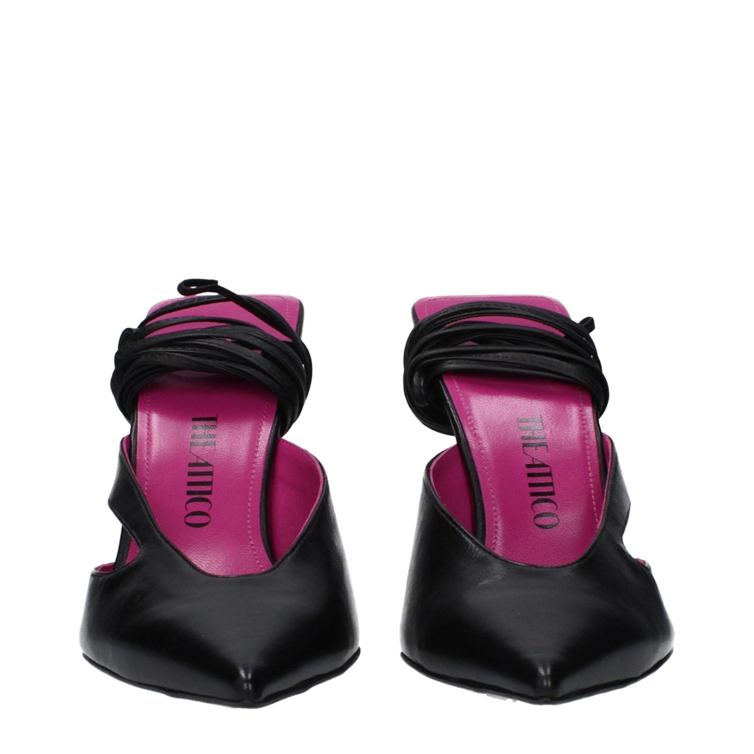 The Attico Schwarze Leder-Stiletto-Sandalen