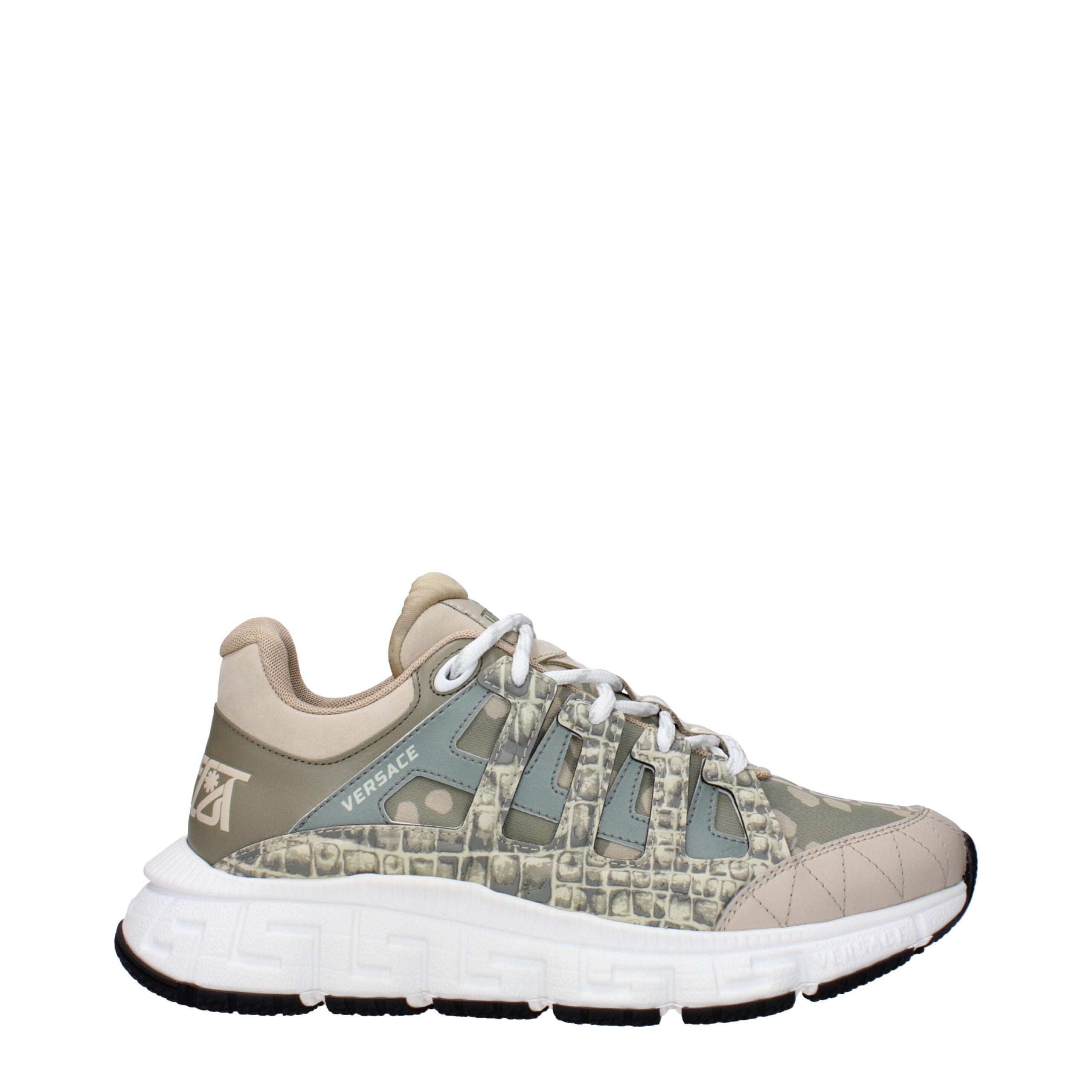 Versace Grüne Stoff-Sneaker mit niedrigem Schaft