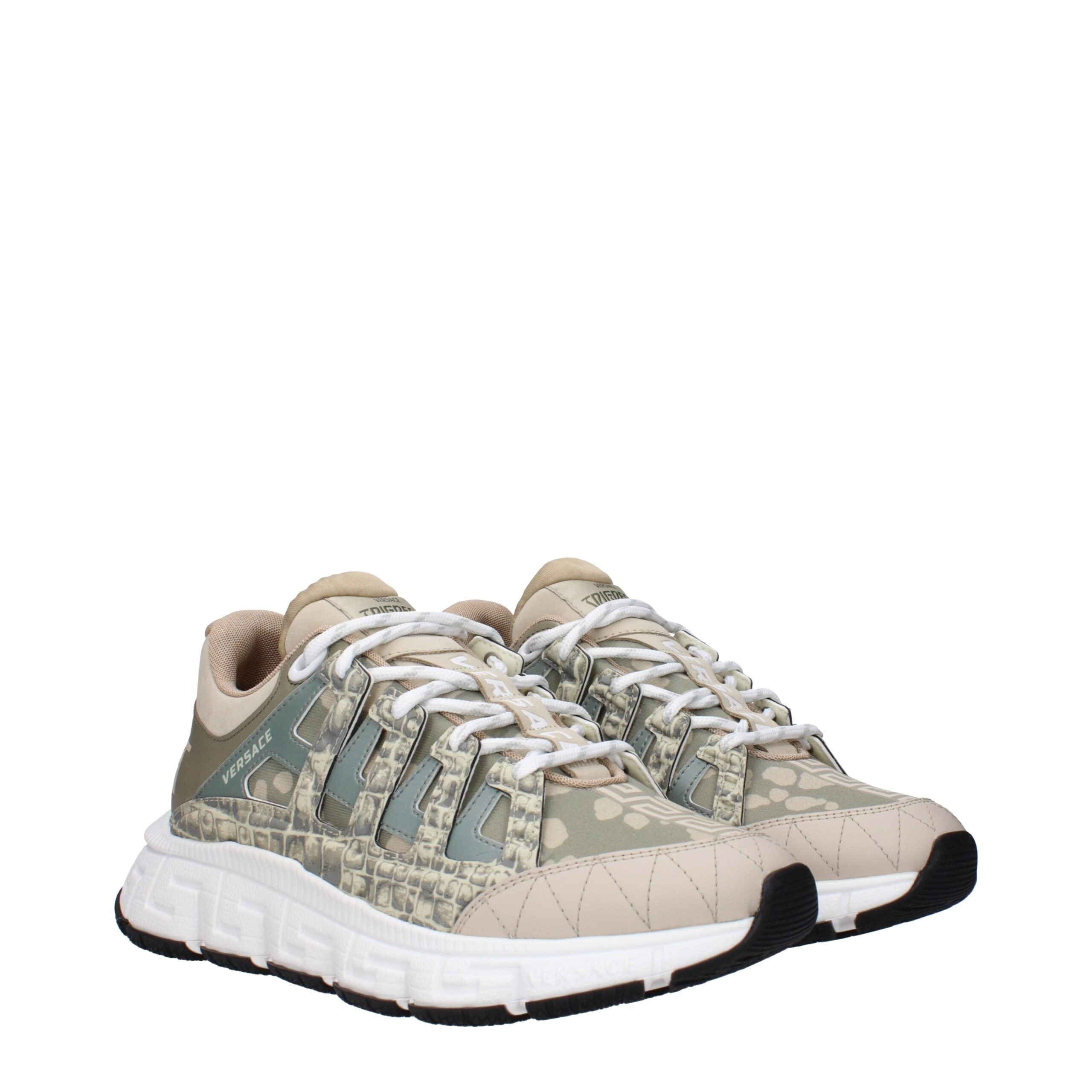 Versace Grüne Stoff-Sneaker mit niedrigem Schaft