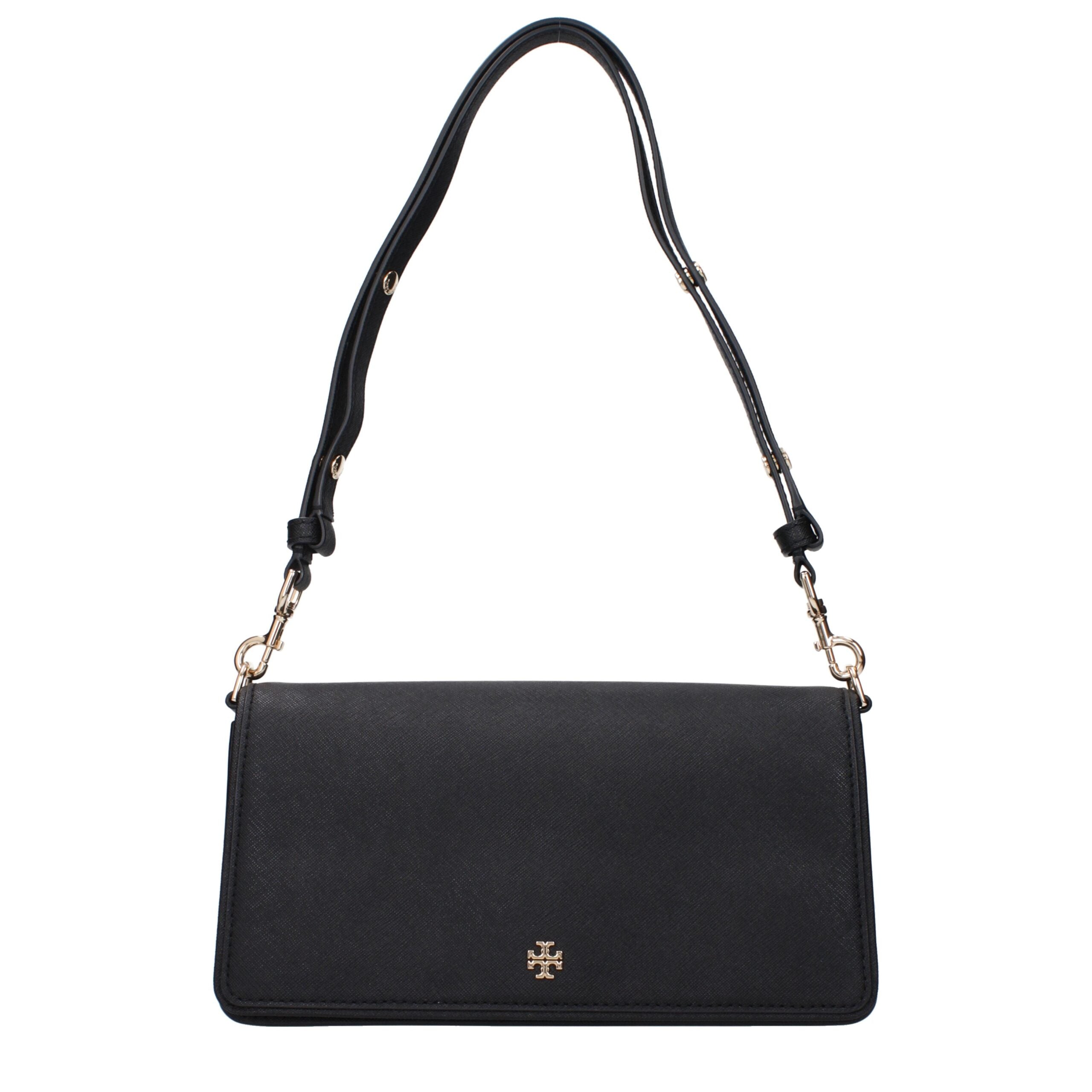 Tory Burch Schwarze Leder Umhängetasche