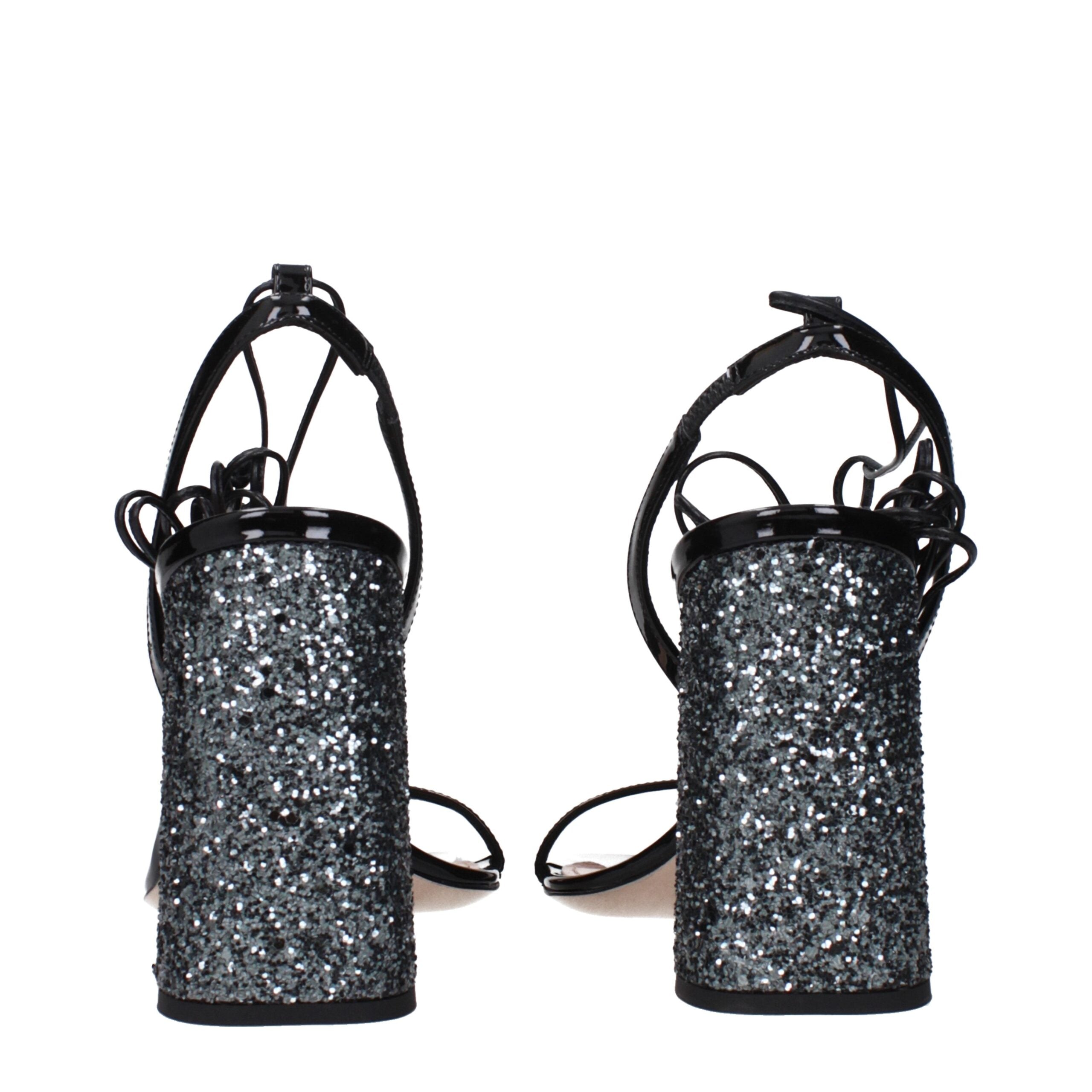 Miu Miu Schwarze Leder Plateau-Sandalen