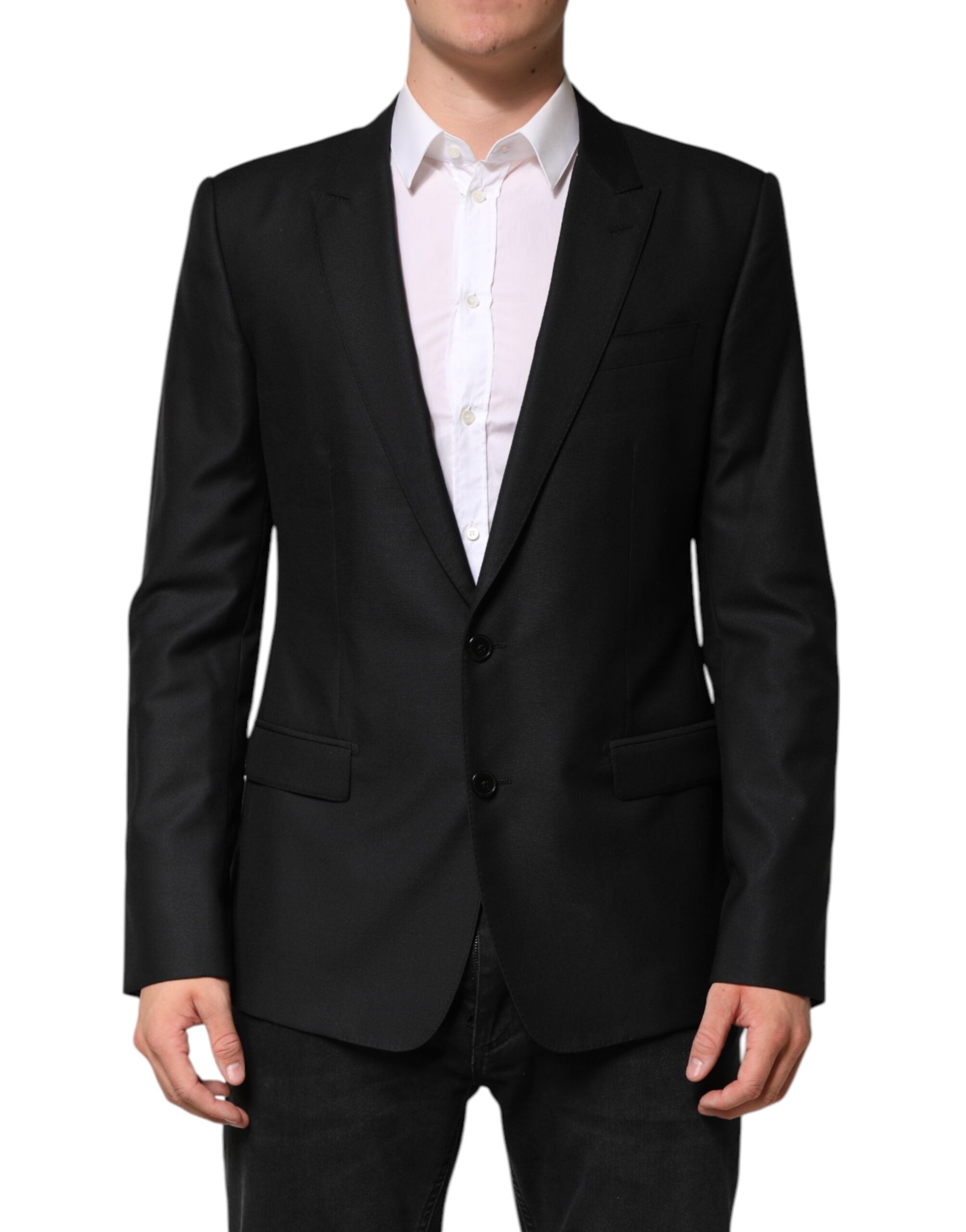 Dolce & Gabbana Schwarzer Woll-Sakko mit Einreiher