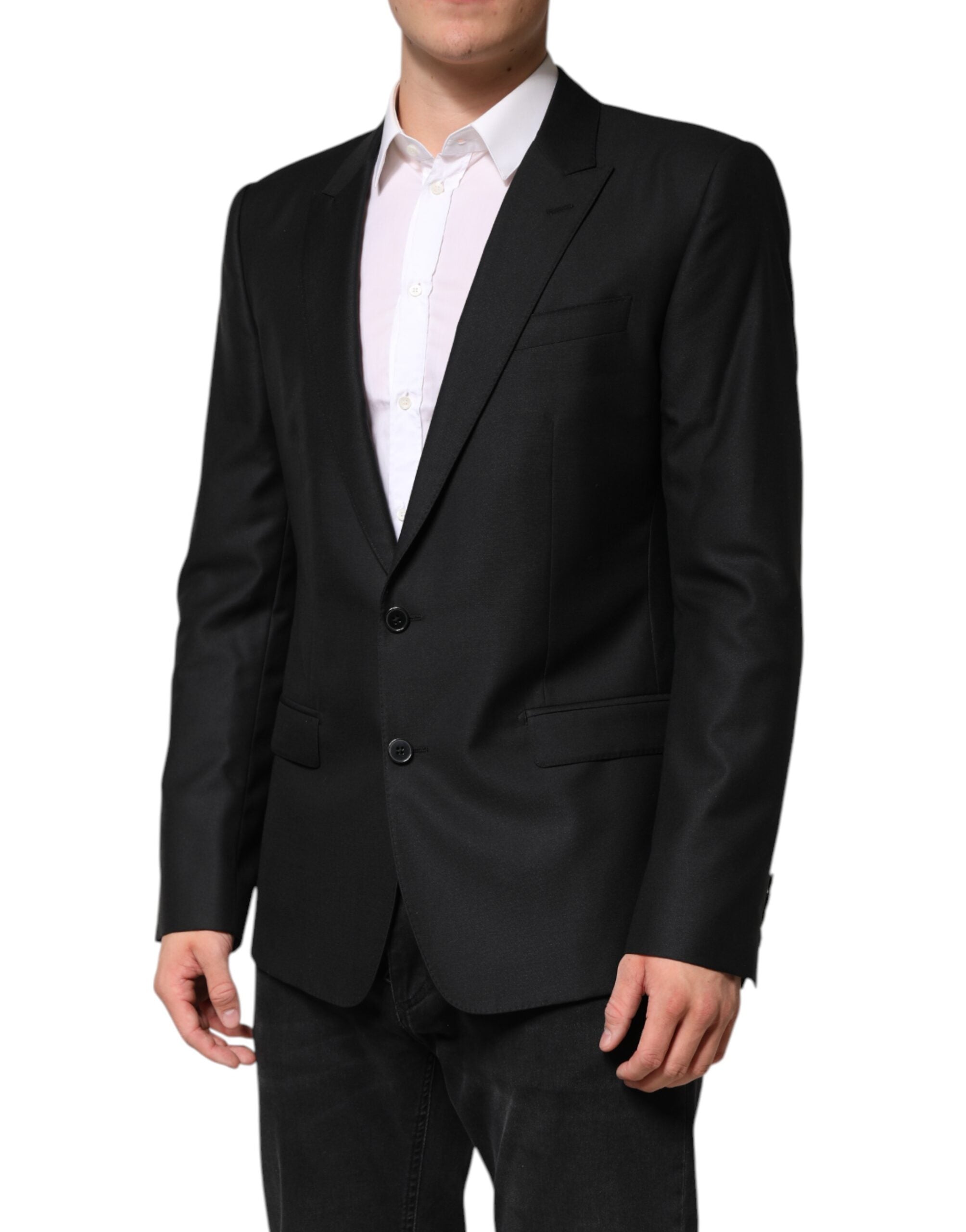 Dolce & Gabbana Schwarzer Woll-Sakko mit Einreiher