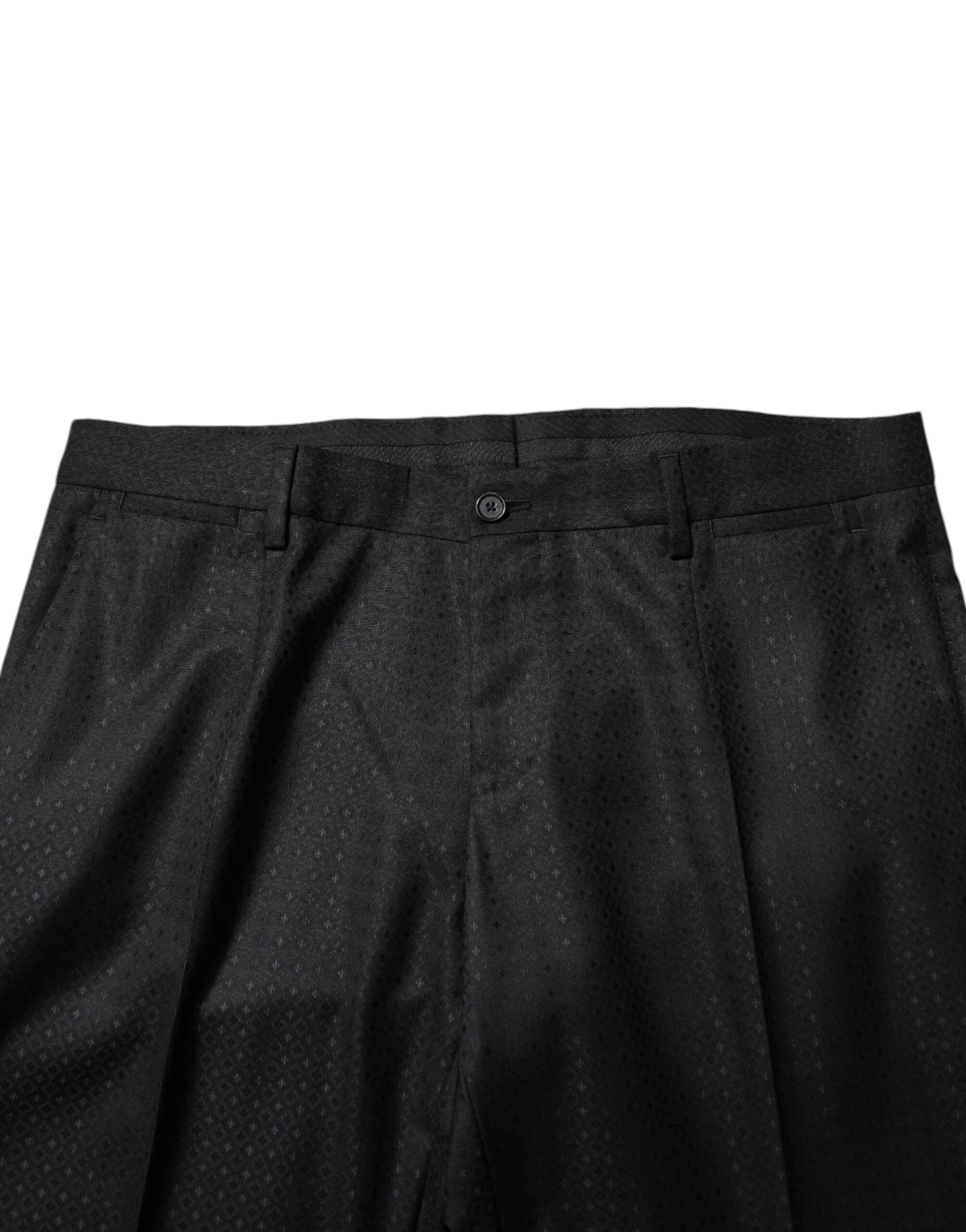 Dolce & Gabbana Schwarzer Jacquard-Anzug, einreihig, 2-teilig