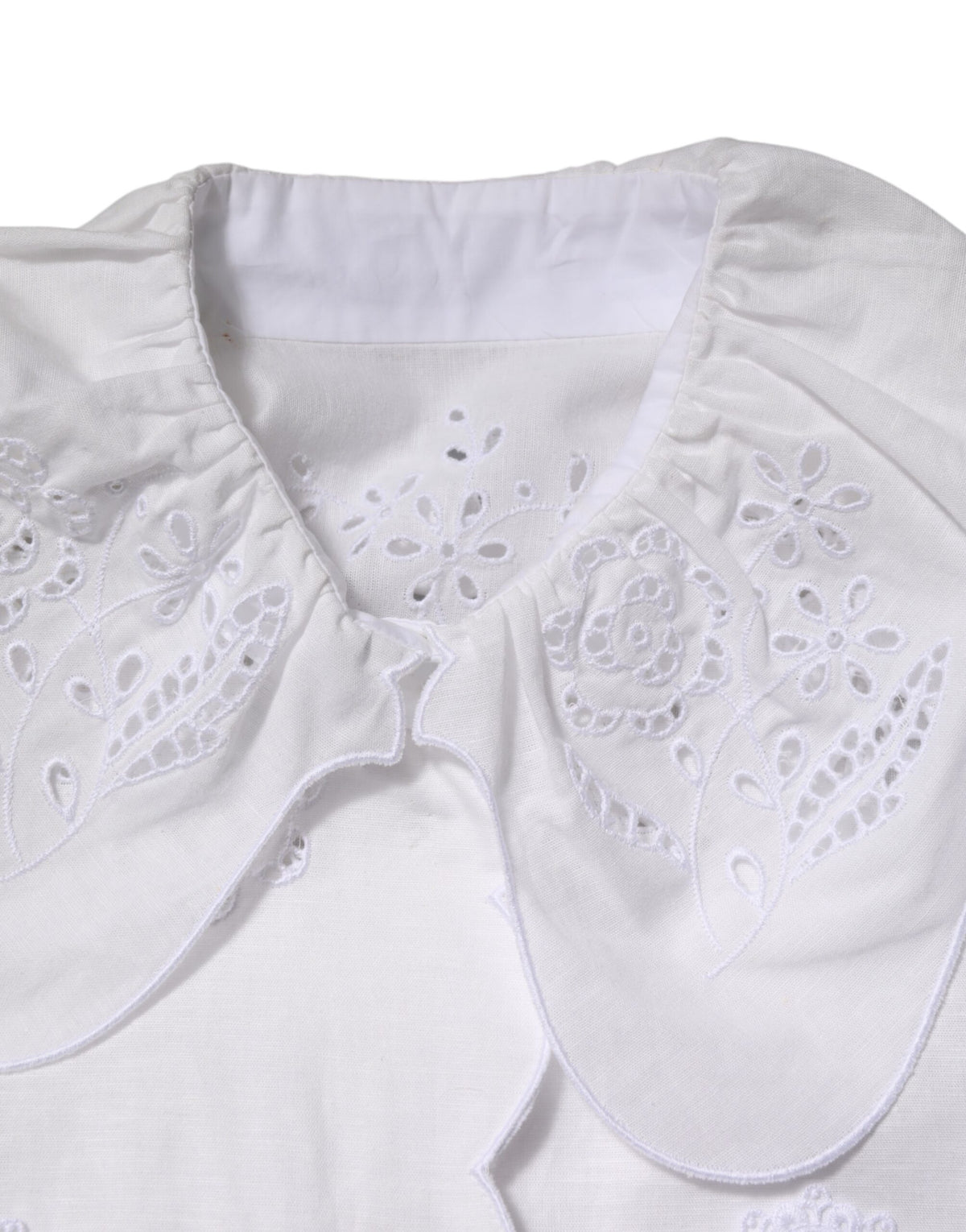Dolce & Gabbana Weißes Blusenoberteil mit Rüschen und Spitzenverzierung
