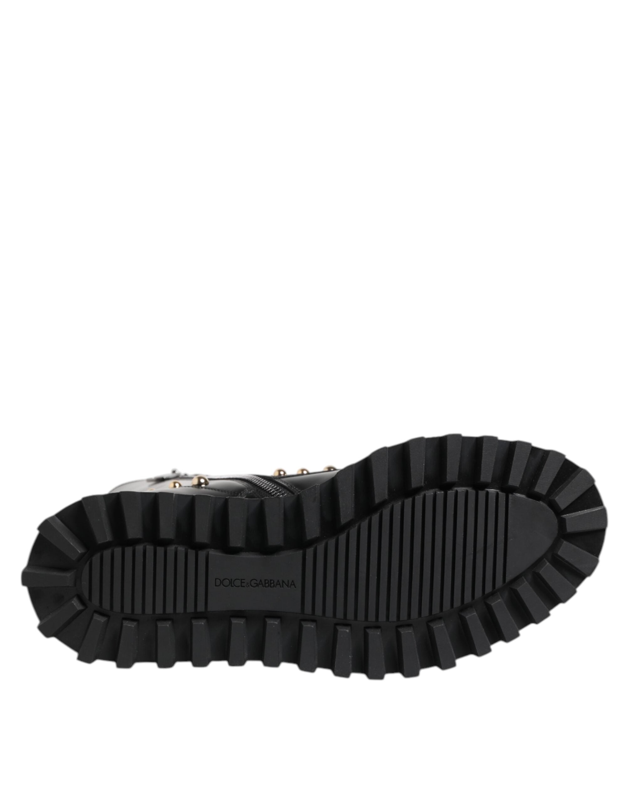 Dolce & Gabbana Schwarze Nietenschnürstiefel Schuhe mit mittlerer Weite
