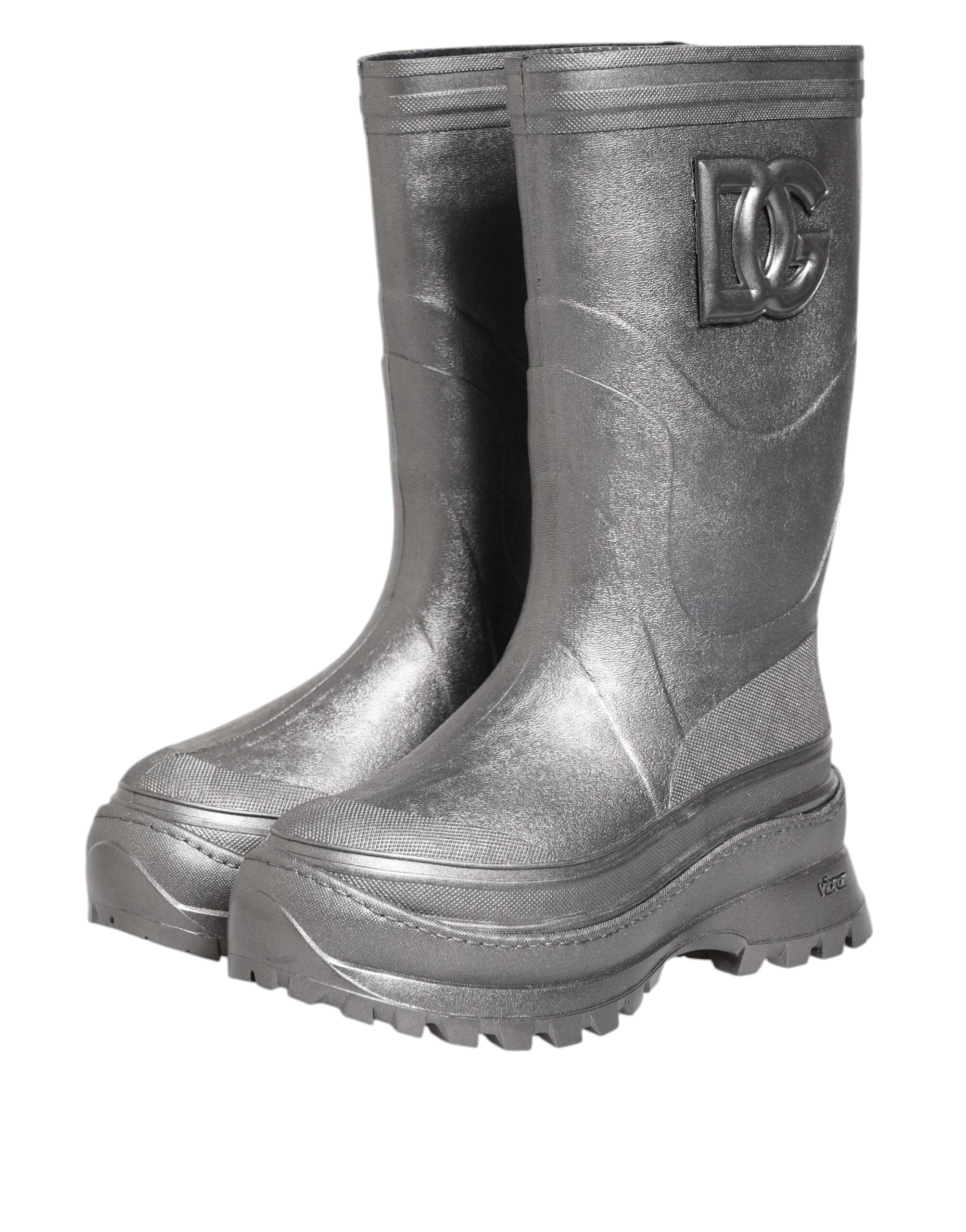 Dolce & Gabbana Metallic Silber Pull On Regen Stiefel Schuhe