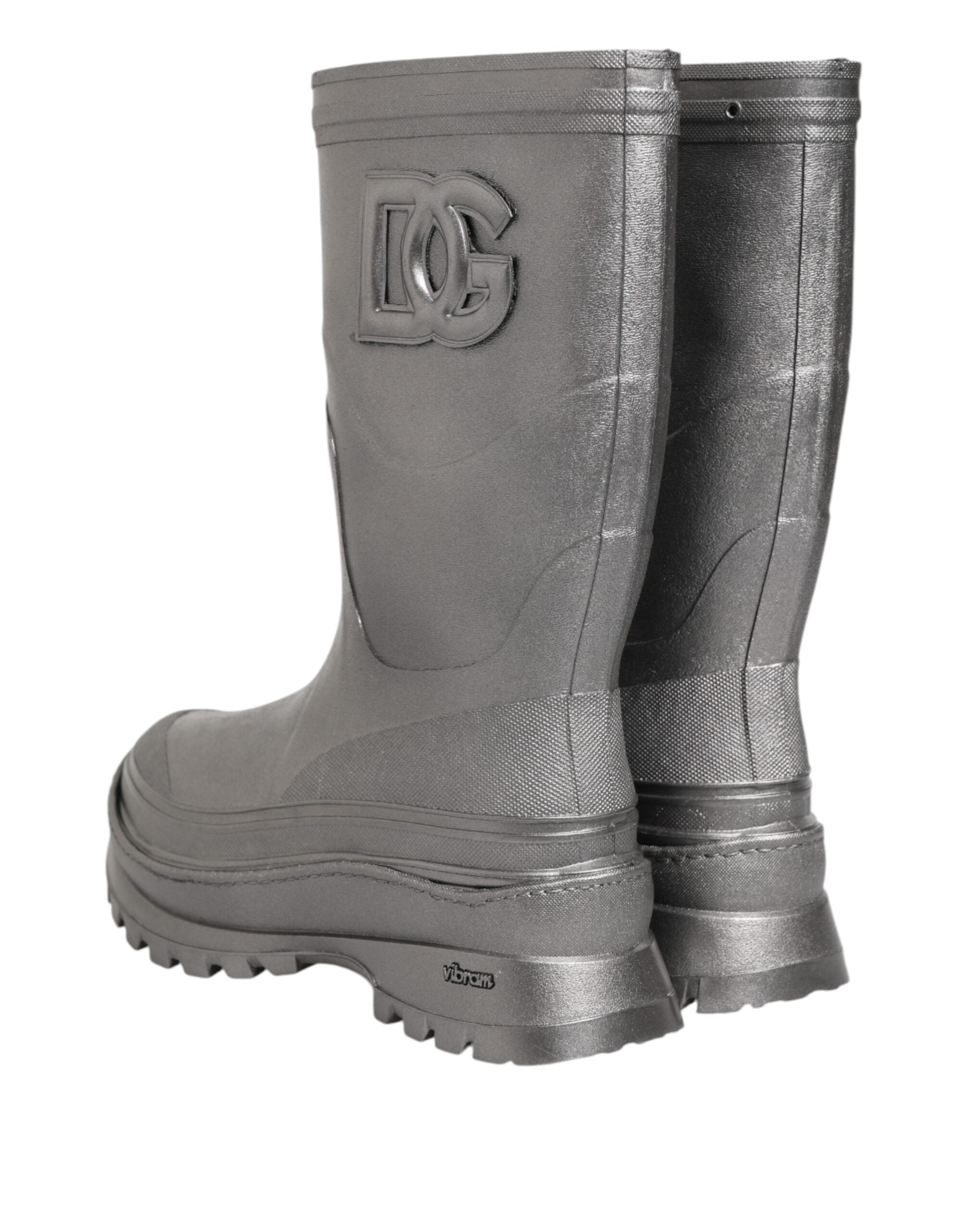 Dolce & Gabbana Metallic Silber Pull On Regen Stiefel Schuhe