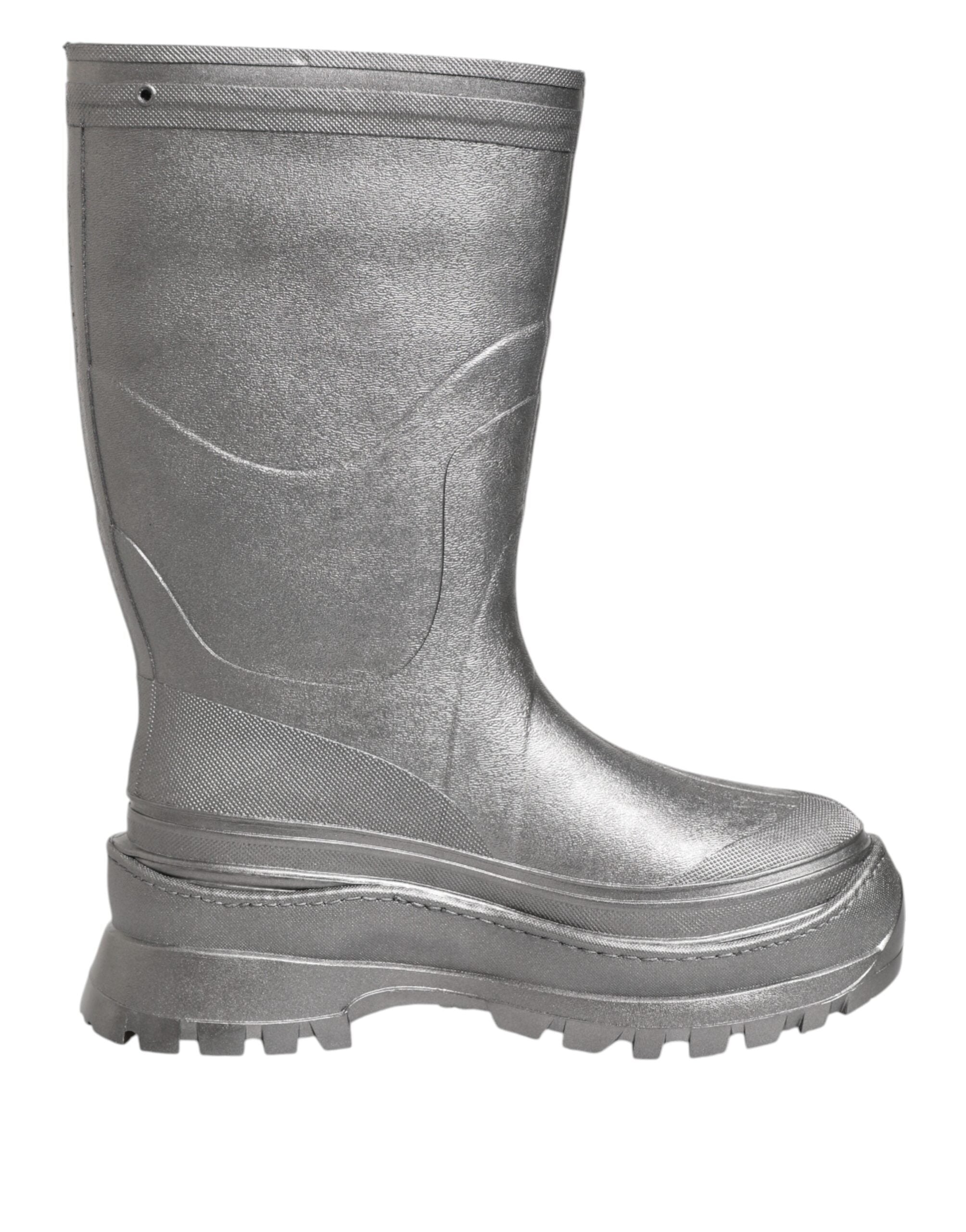 Dolce & Gabbana Metallic Silber Pull On Regen Stiefel Schuhe