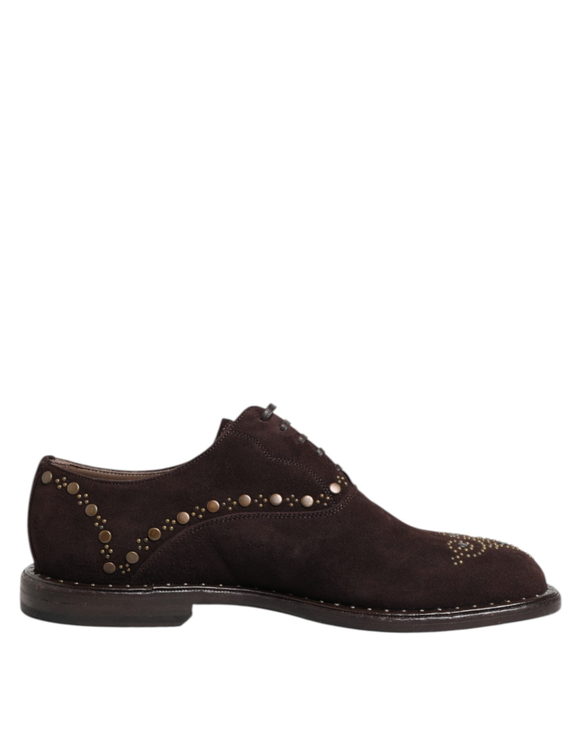 Dolce & Gabbana Braune Samt-Schnürschuhe in Oxford-Optik