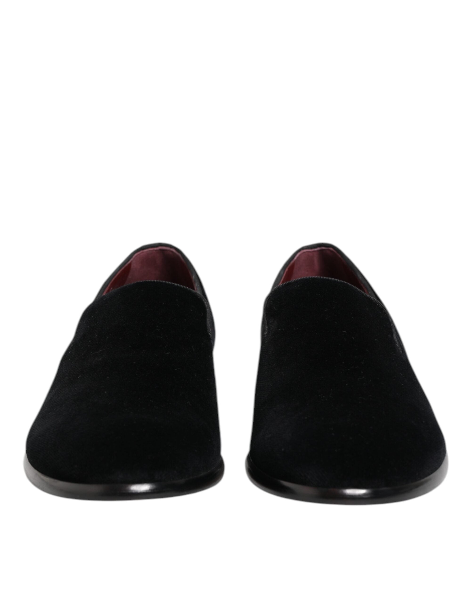 Dolce & Gabbana Schwarzer Samt Loafers Formal Männer Kleid Schuhe