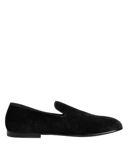 Dolce & Gabbana Schwarz Jacquard Loafers Formal Männer Kleid Schuhe