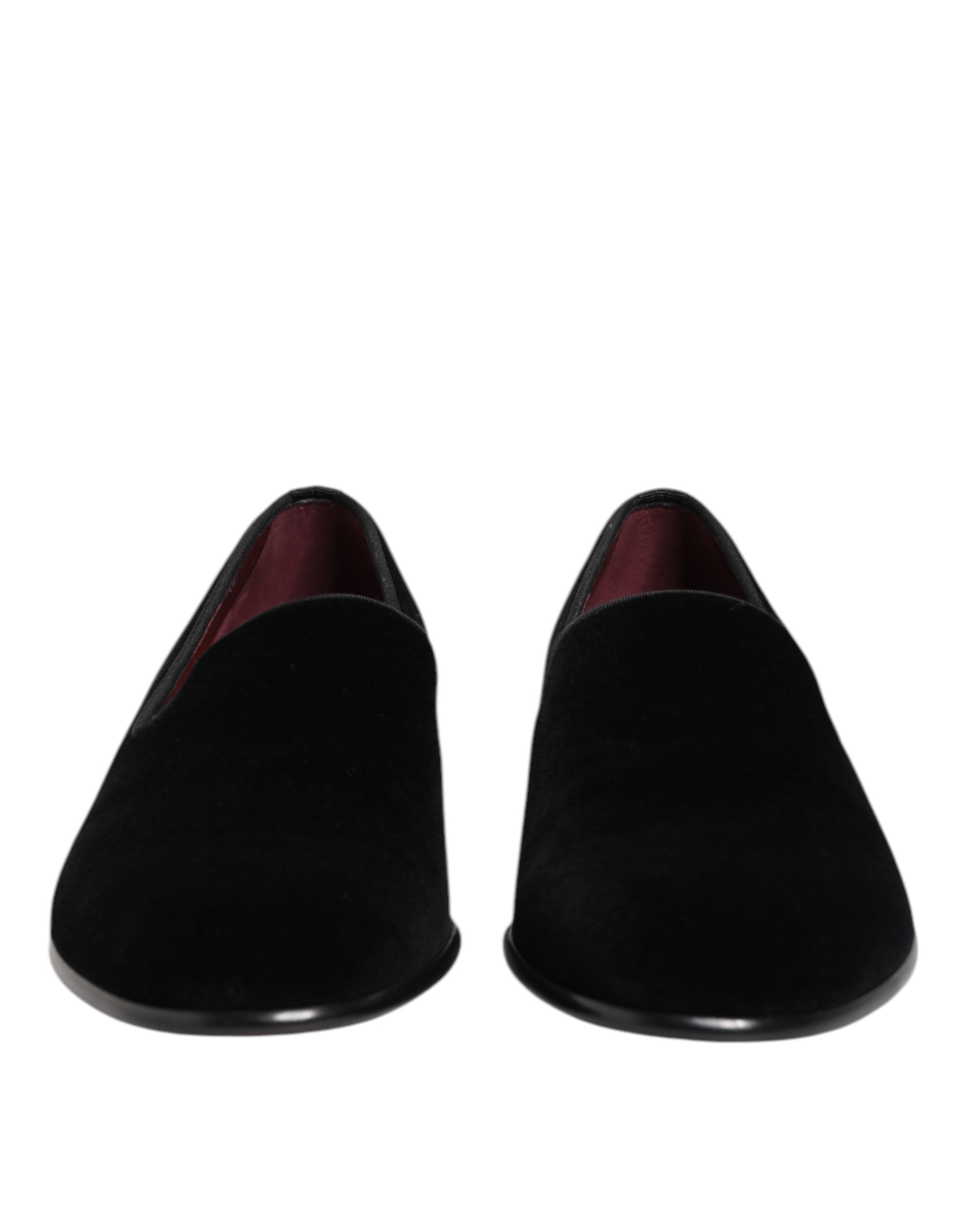 Dolce & Gabbana Schwarzer Samt Slip On Loafers Männer Formelle Schuhe