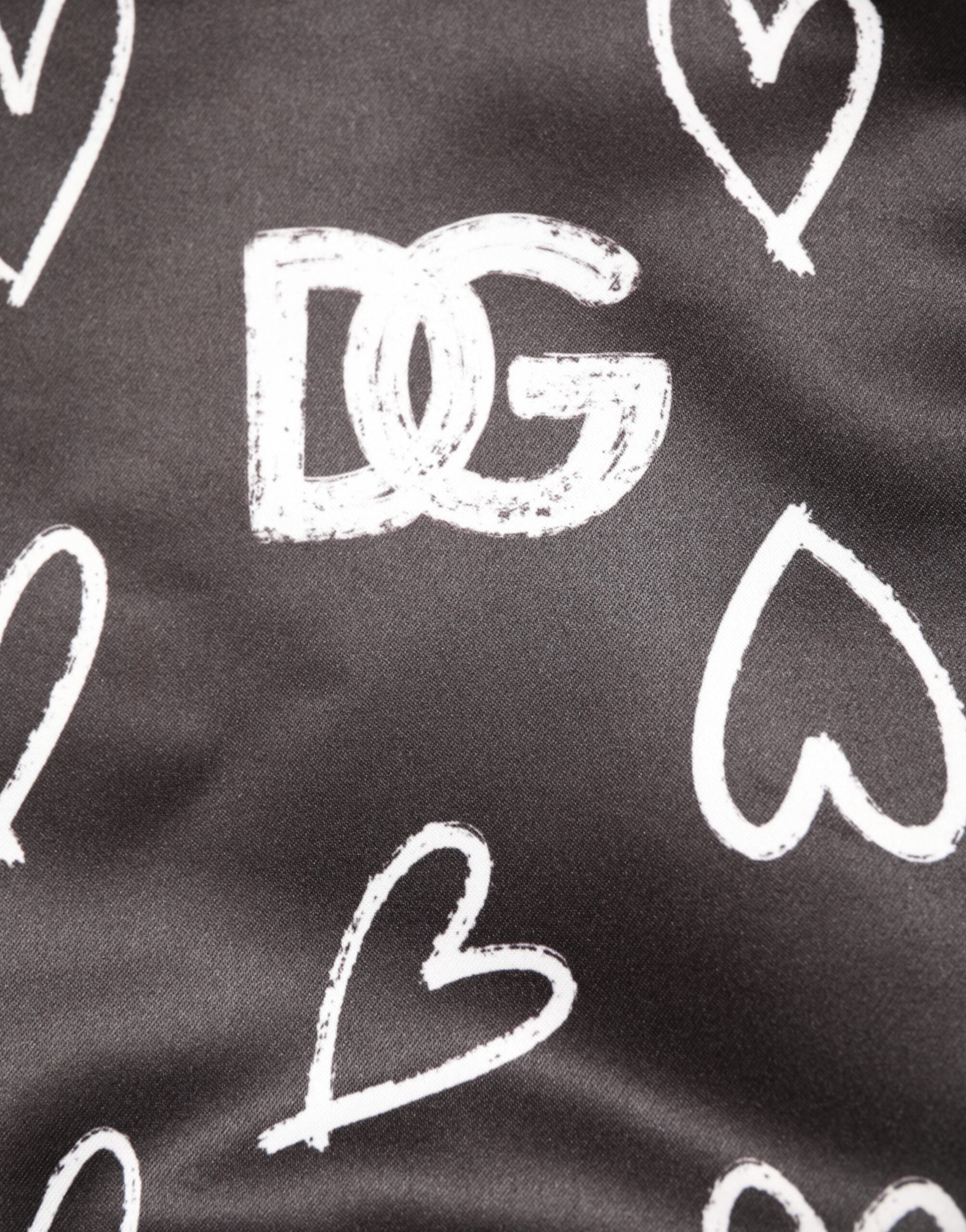 Dolce & Gabbana Schwarze Polyester-Bomberjacke mit Herz-Print