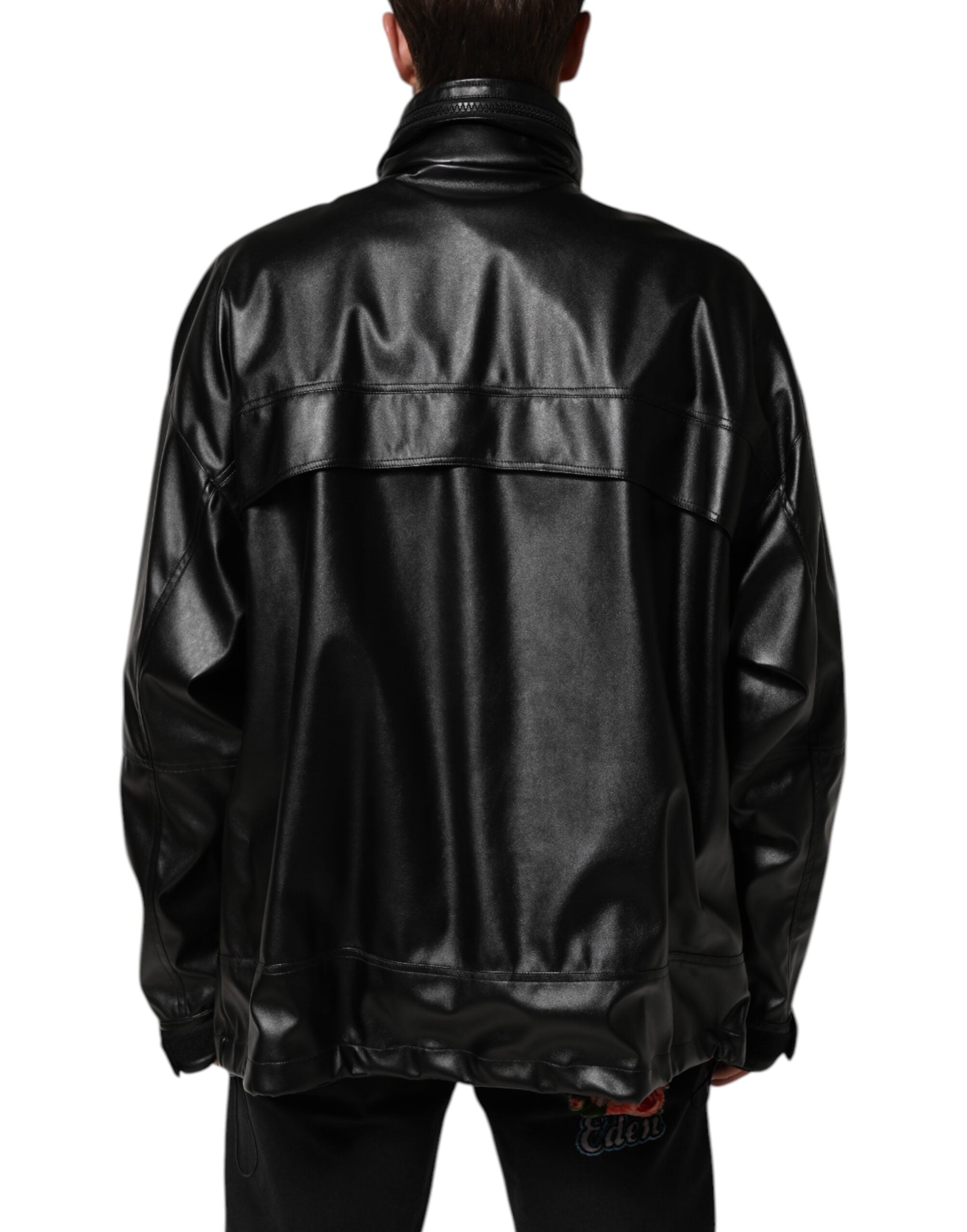 Dolce & Gabbana Schwarze Polyester-Logo-Plakette Bomberjacke