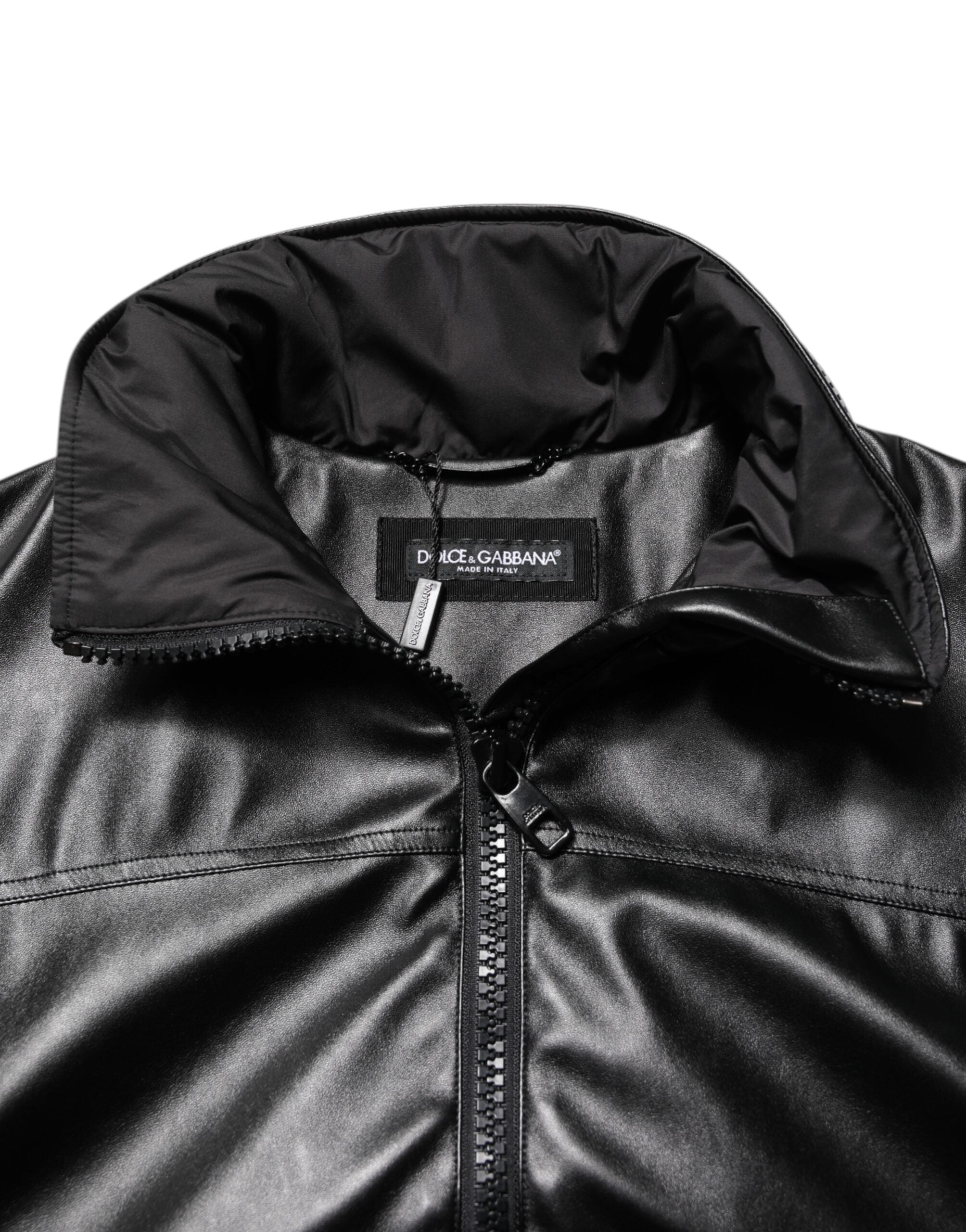 Dolce & Gabbana Schwarze Polyester-Logo-Plakette Bomberjacke