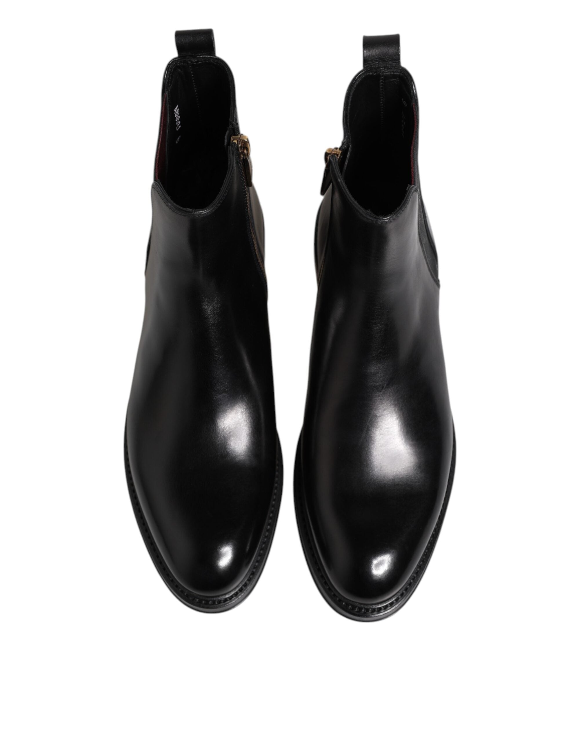 Dolce & Gabbana Schwarz Chelsea Leder Mid Calf Stiefel Schuhe