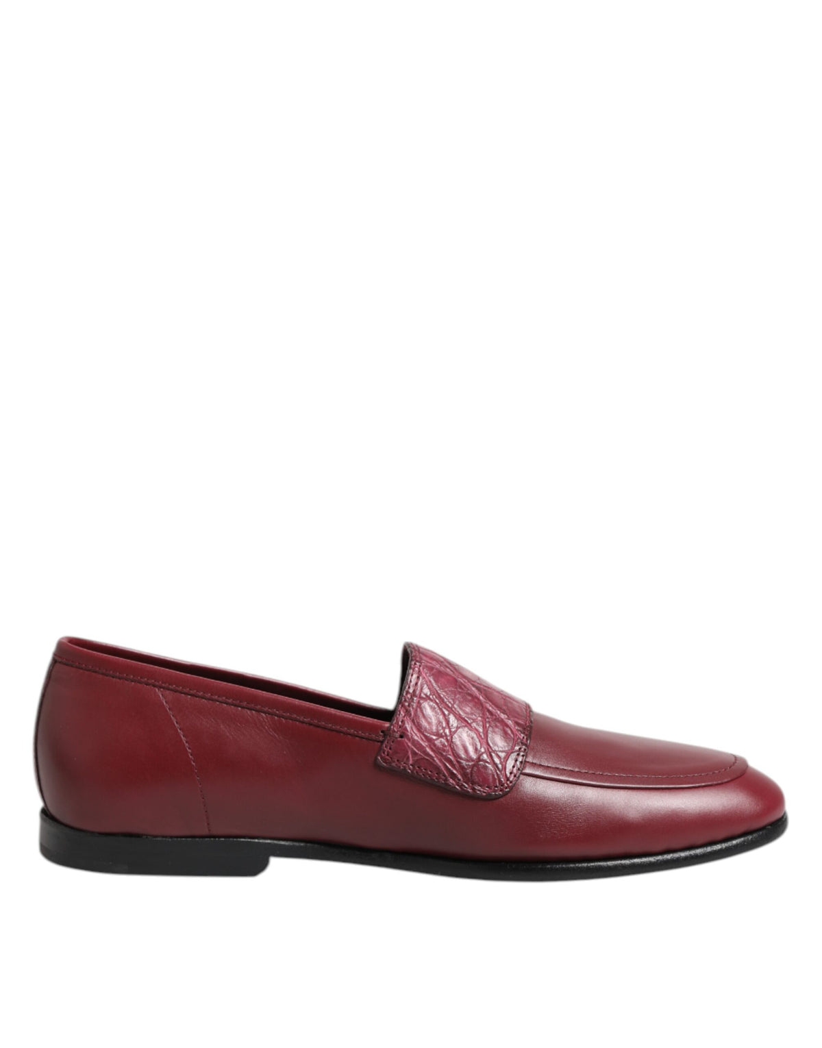Dolce & Gabbana Burgunder Leder Formal Slip On Schuhe