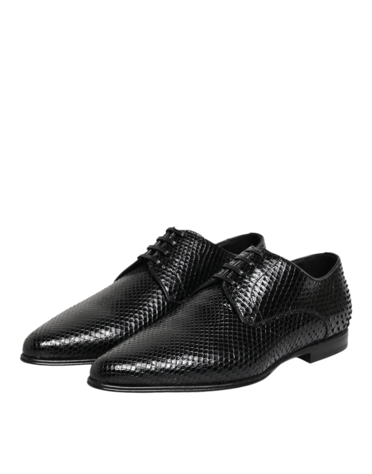 Dolce & Gabbana Schwarze Exotische Leder Schnürschuhe Derby