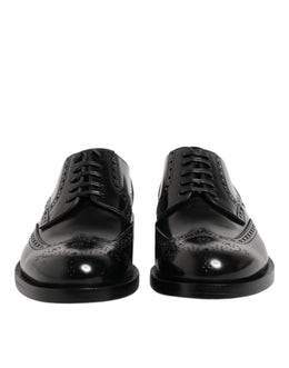 Dolce & Gabbana Schwarzes Leder Derby Wingtip Formelle Schuhe