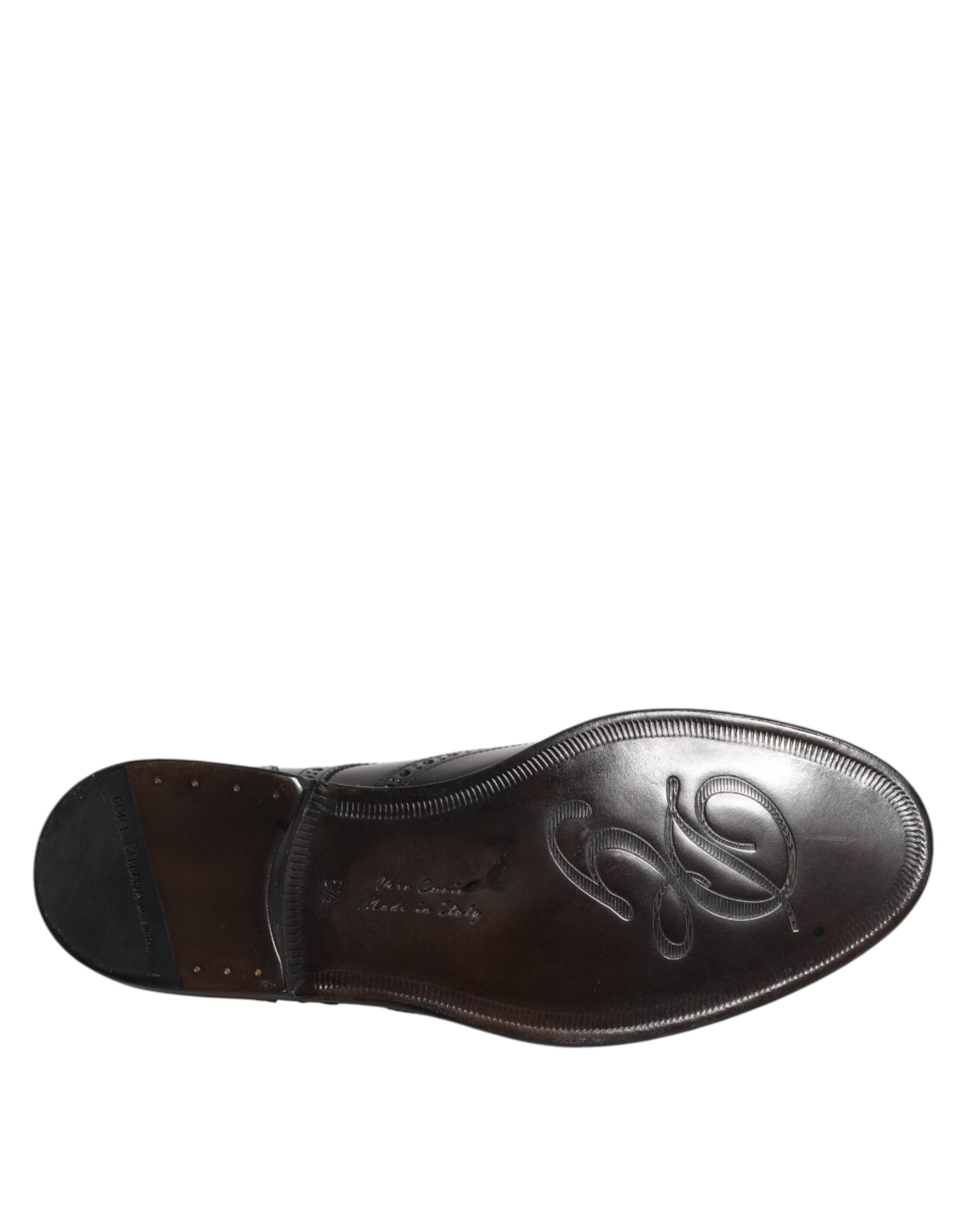 Dolce & Gabbana Schwarzes Leder Derby Wingtip Formelle Schuhe