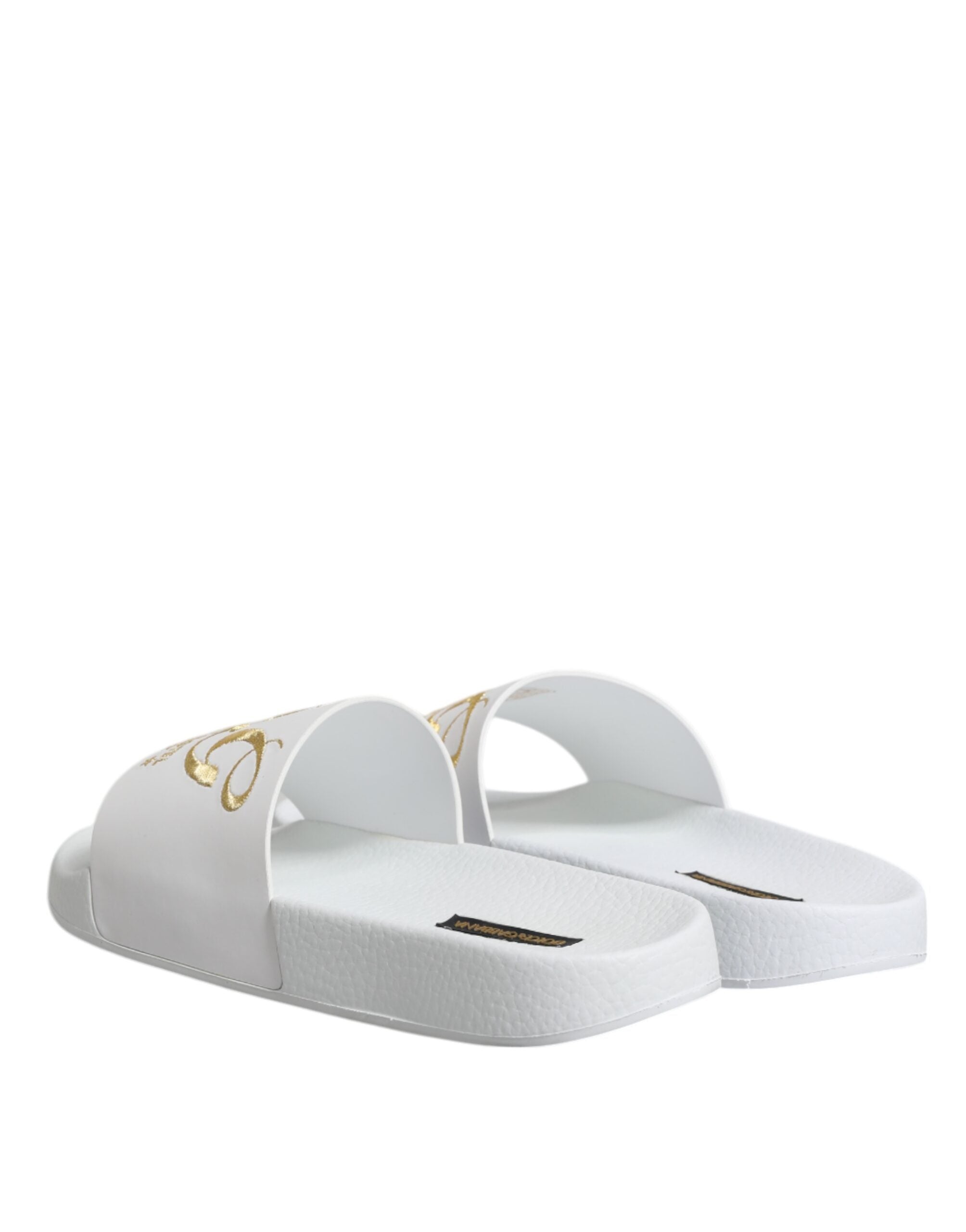 Dolce & Gabbana Weiße Leder Pantoletten Sandalen Beachwear Schuhe