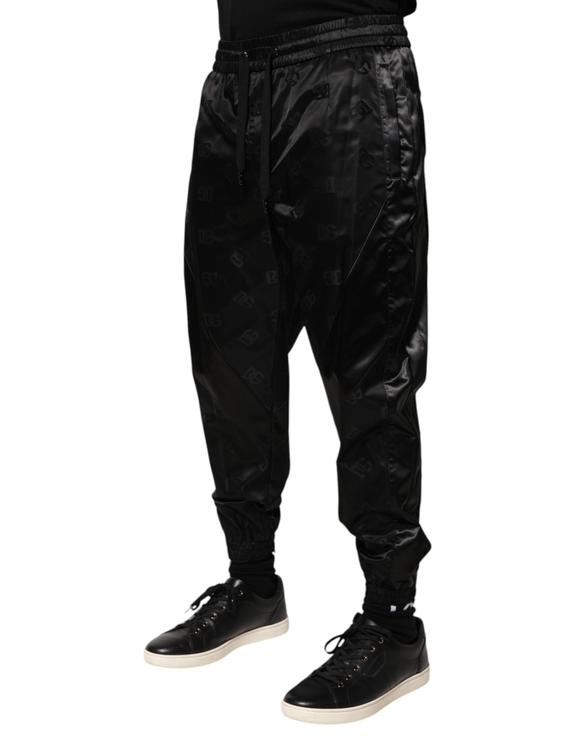 Dolce & Gabbana Schwarze Logo DG Print Herren Jogger Sweatpants Hosen