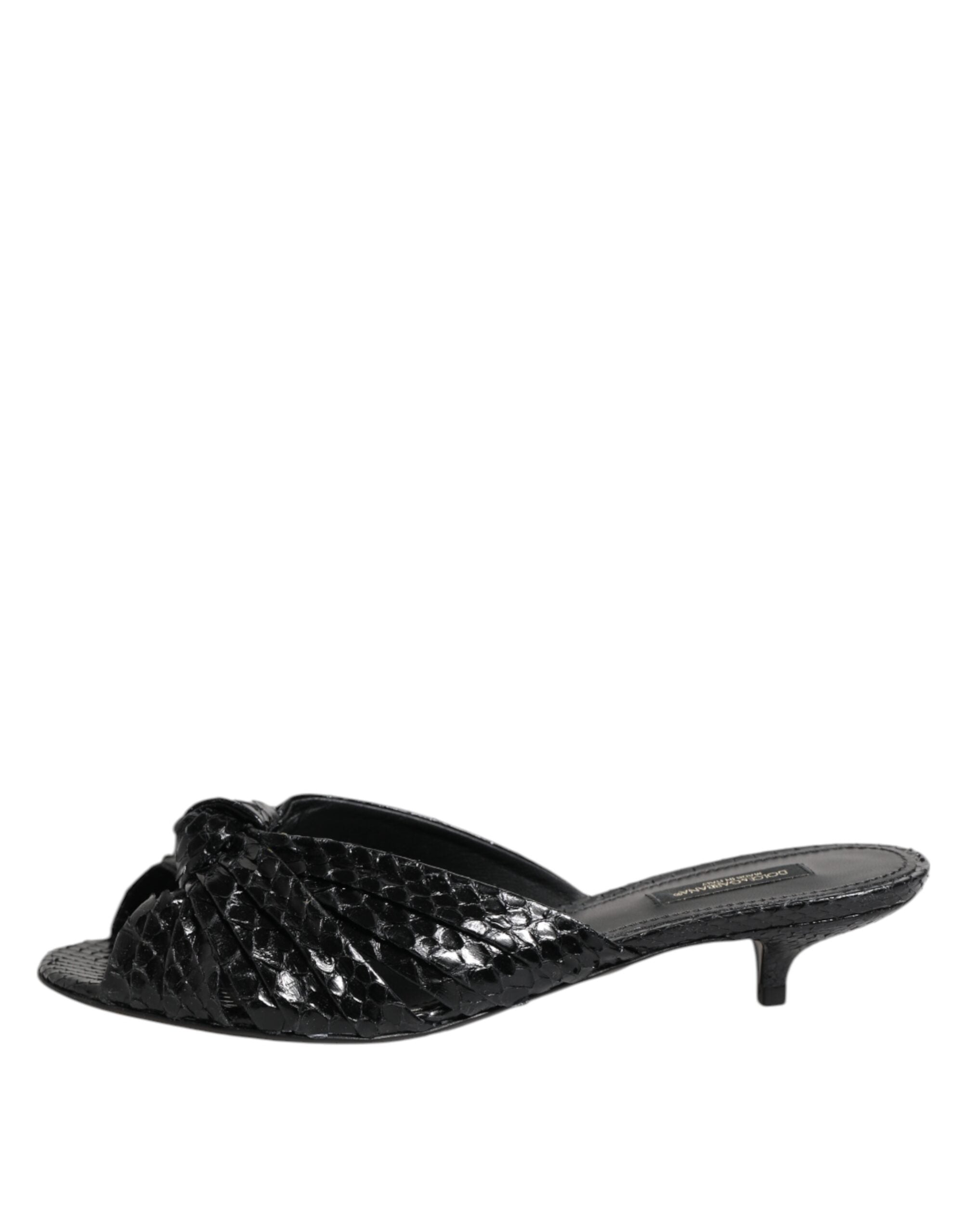 Dolce & Gabbana Schwarz Leder Absätze Sandalen Schuhe