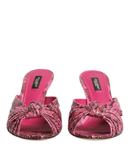Dolce & Gabbana Rosa Leder Absätze Rutschen Sandalen Schuhe