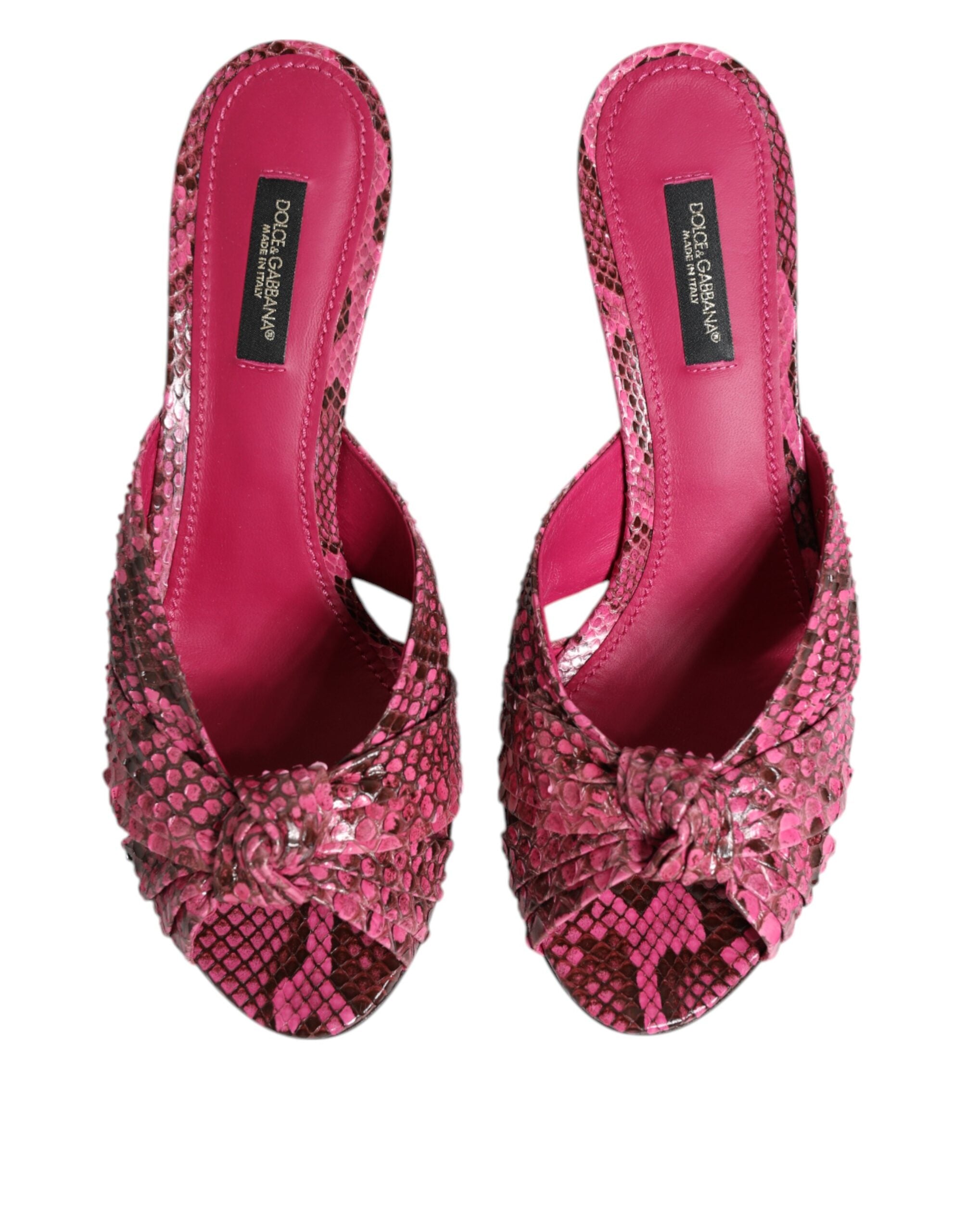 Dolce & Gabbana Rosa Leder Absätze Rutschen Sandalen Schuhe